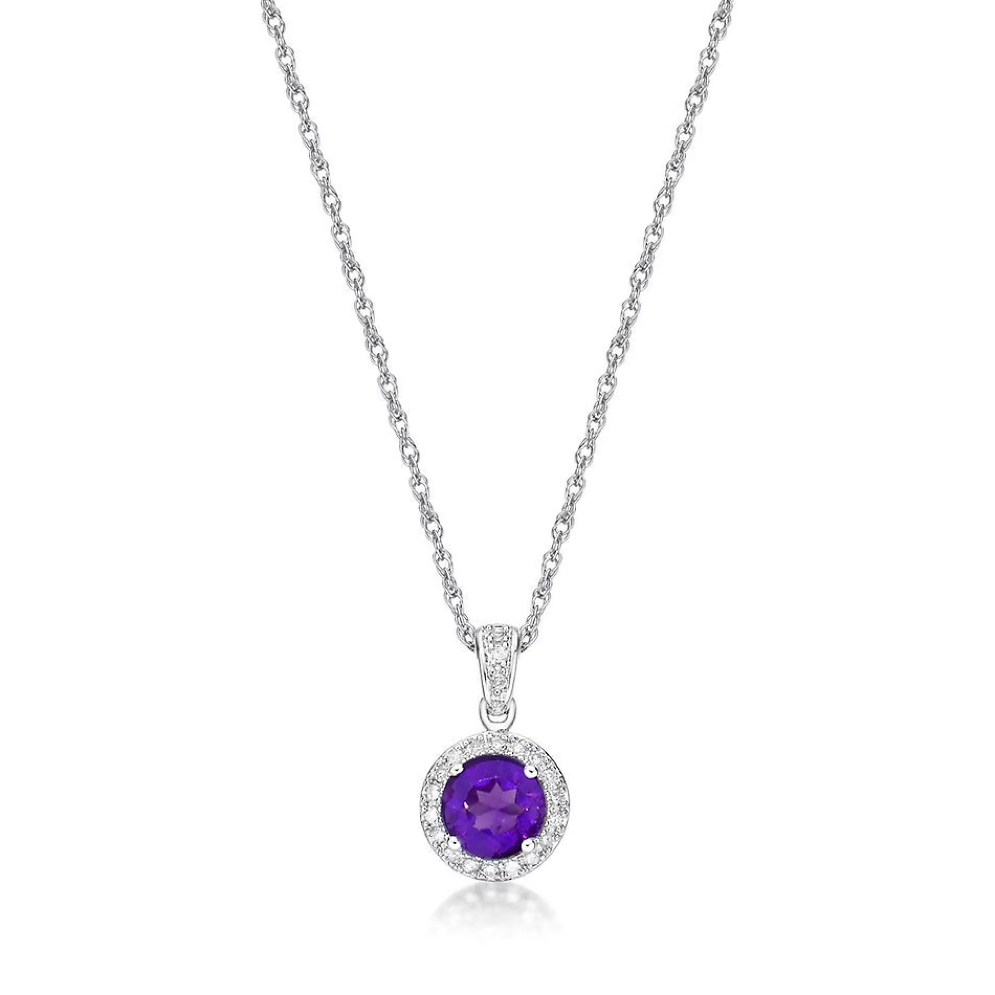 Necklaces & Pendants^* Amethyst & 1/10 Ct. Tw. Diamond Pendant In Sterling Silver