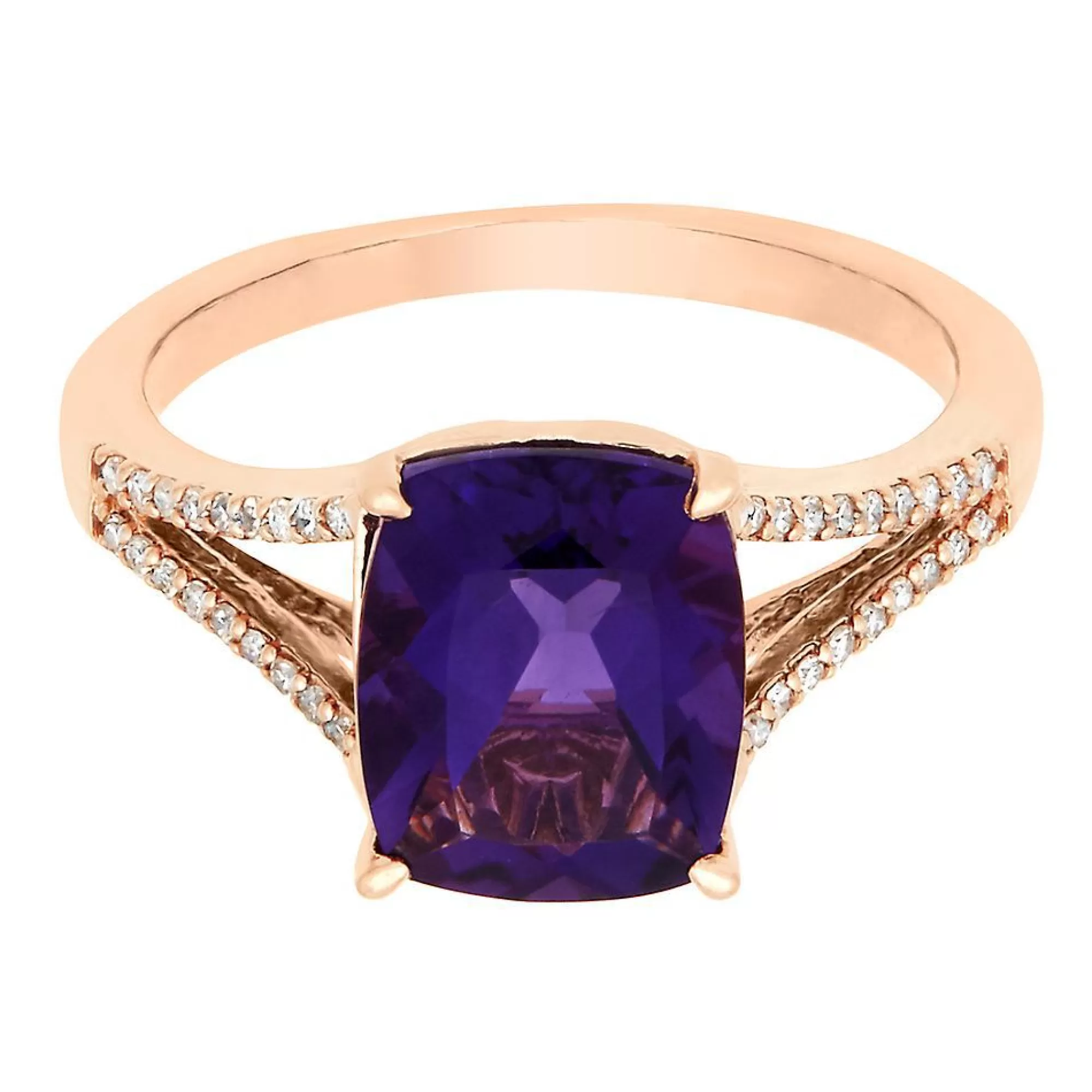 Rings^* Amethyst & 1/8 Ct. Tw. Diamond Ring In 10K Rose Gold