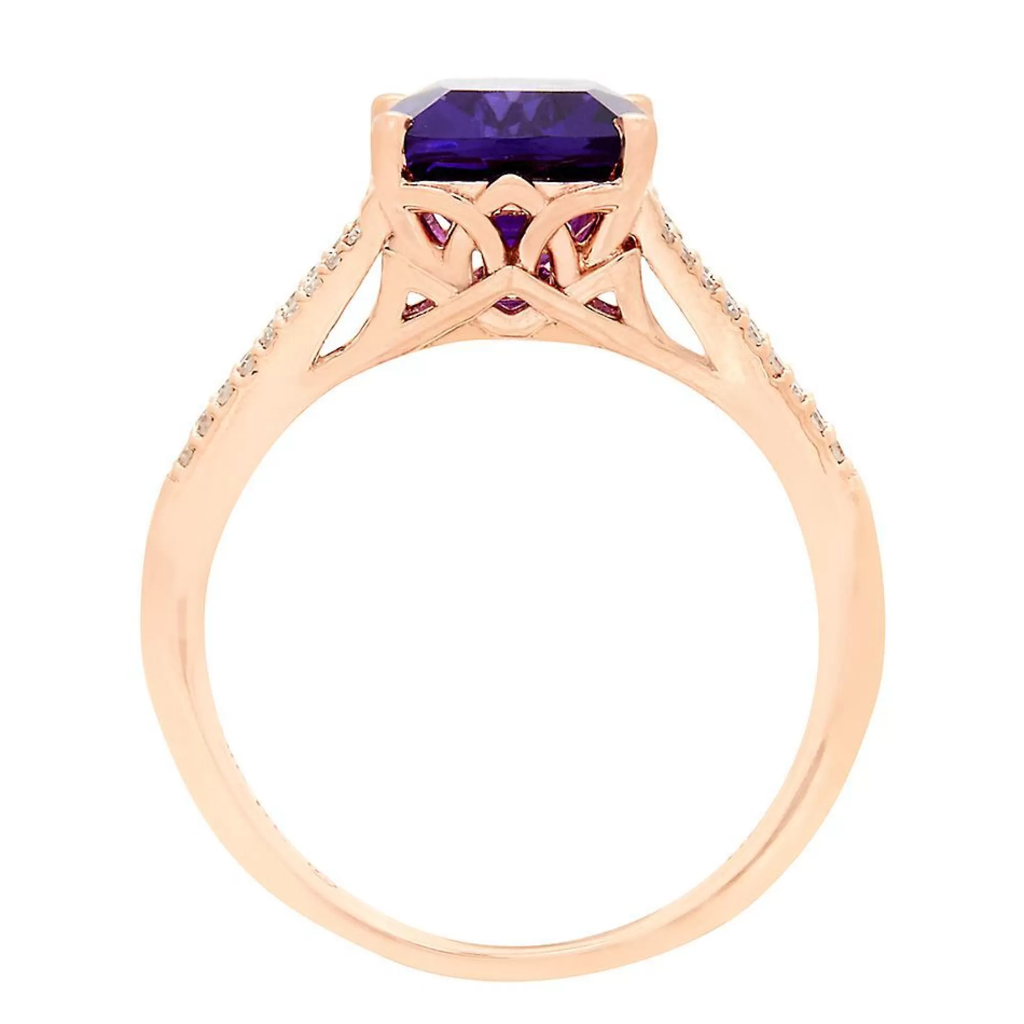 Rings^* Amethyst & 1/8 Ct. Tw. Diamond Ring In 10K Rose Gold