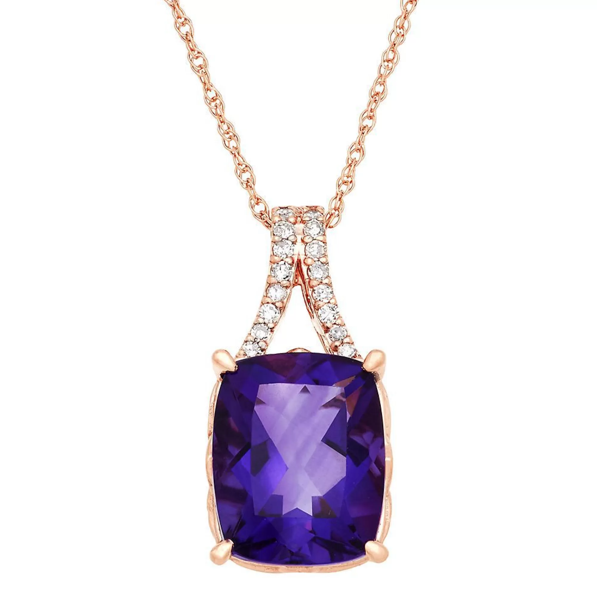 Necklaces & Pendants^* Amethyst & Diamond Pendant In 10K Rose Gold