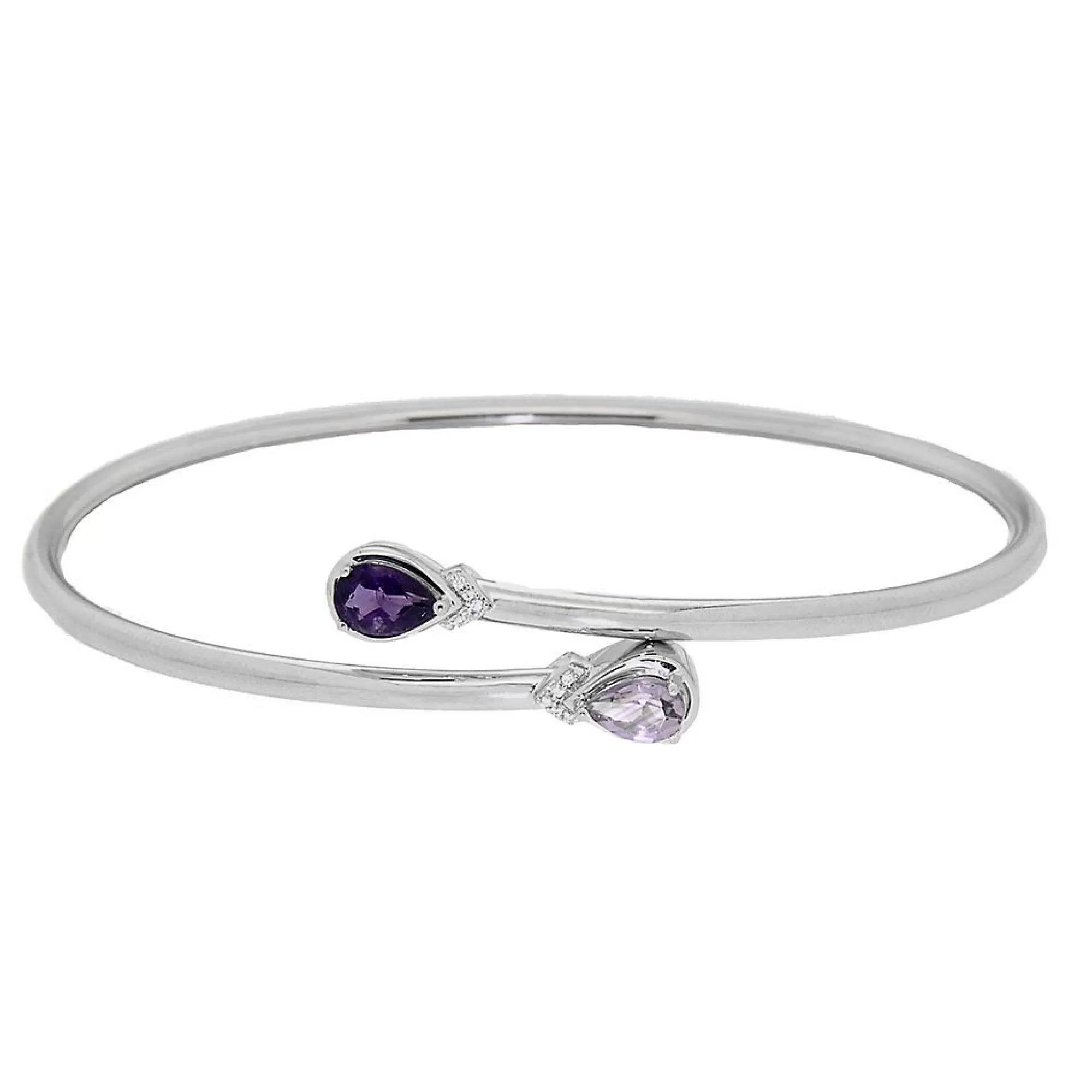 Bracelets^Layering & Stacking Amethyst & Rose De France Bangle Bracelet In Sterling Silver