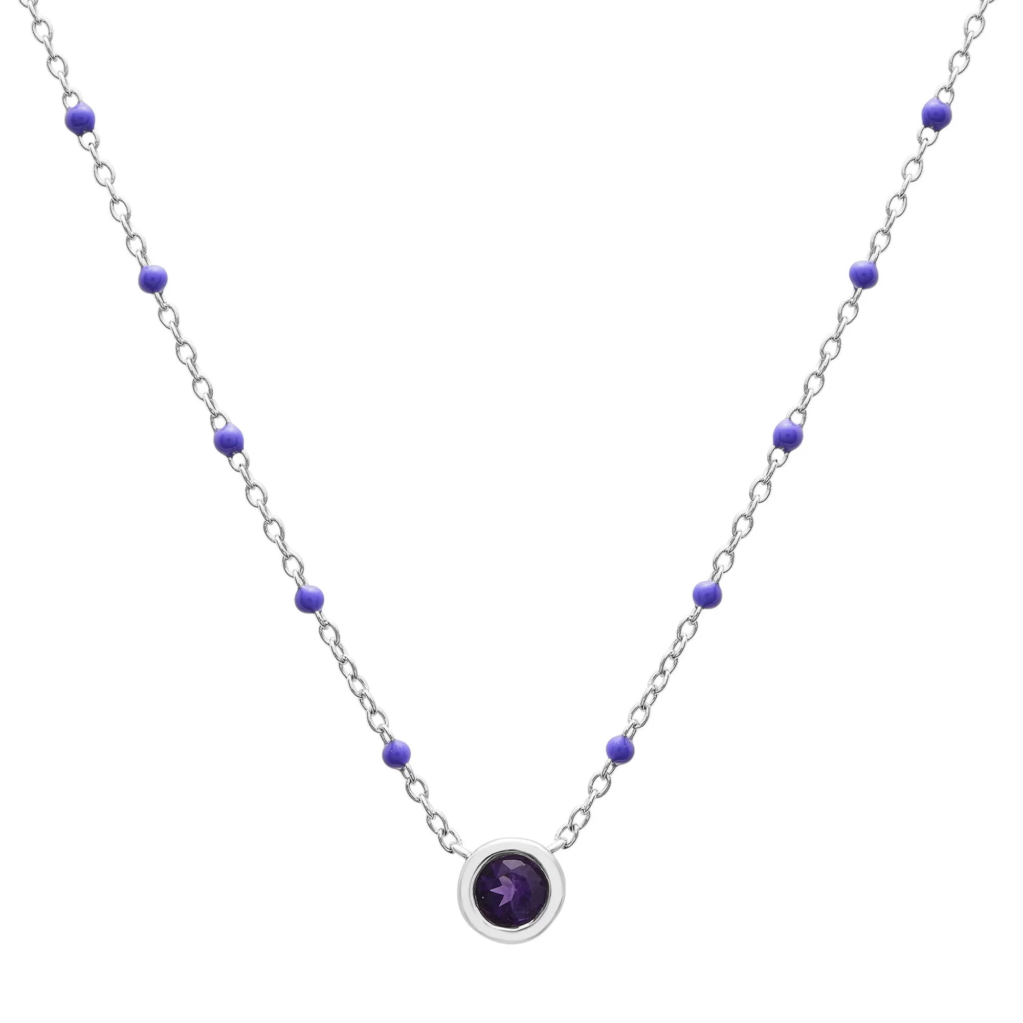 Necklaces & Pendants^Layering & Stacking Amethyst And Beaded Enamel Necklace In Sterling Silver