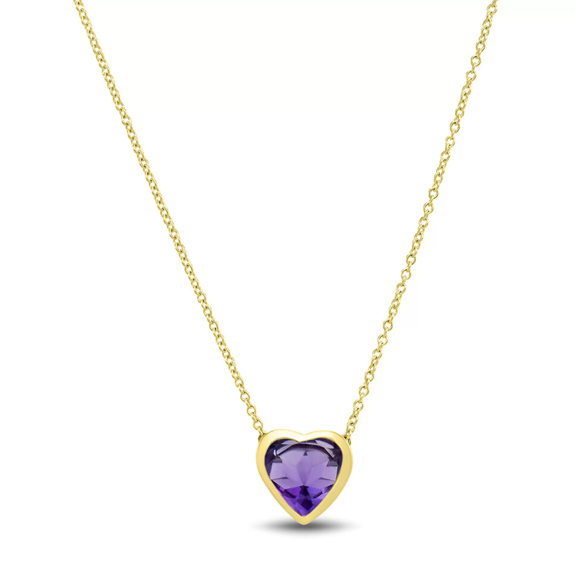 Necklaces & Pendants^Layering & Stacking Amethyst Heart Shaped Necklace In 10K Yellow Gold