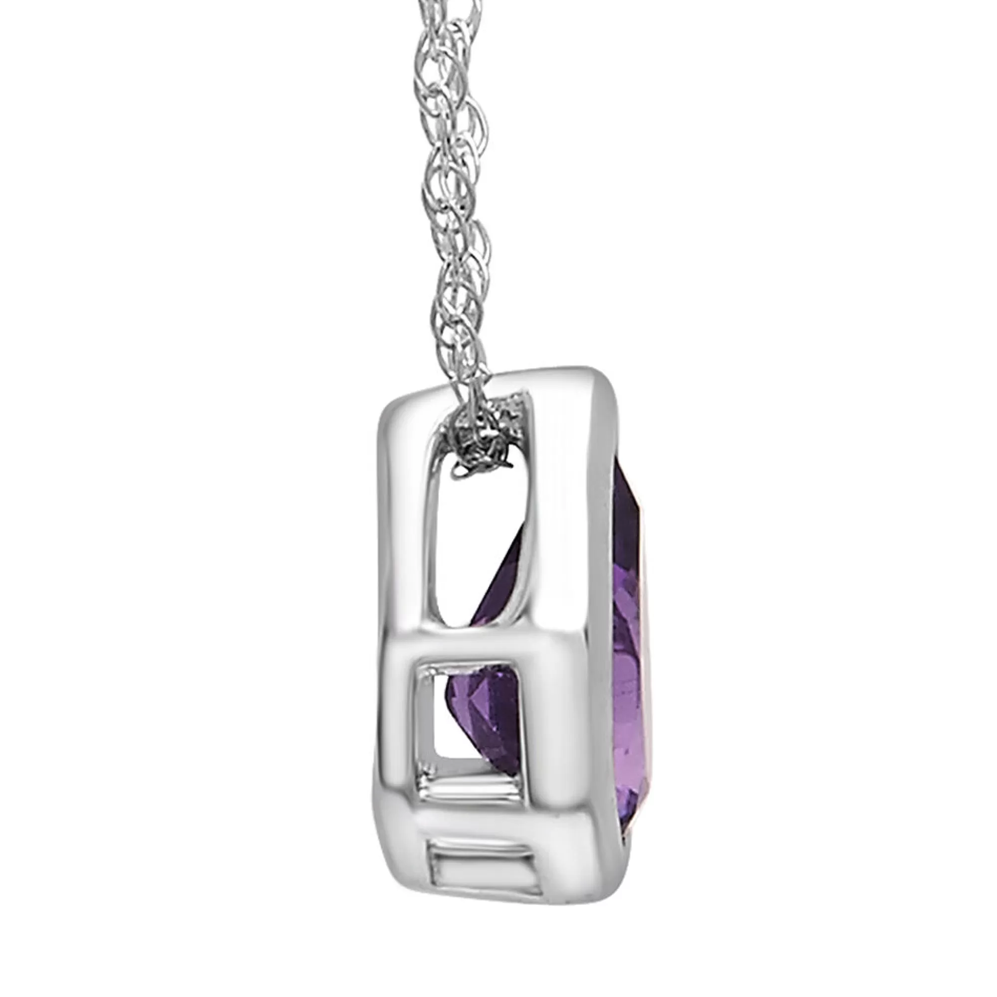 Necklaces & Pendants^Layering & Stacking Amethyst Pendant With Pear Shape In 10K White Gold