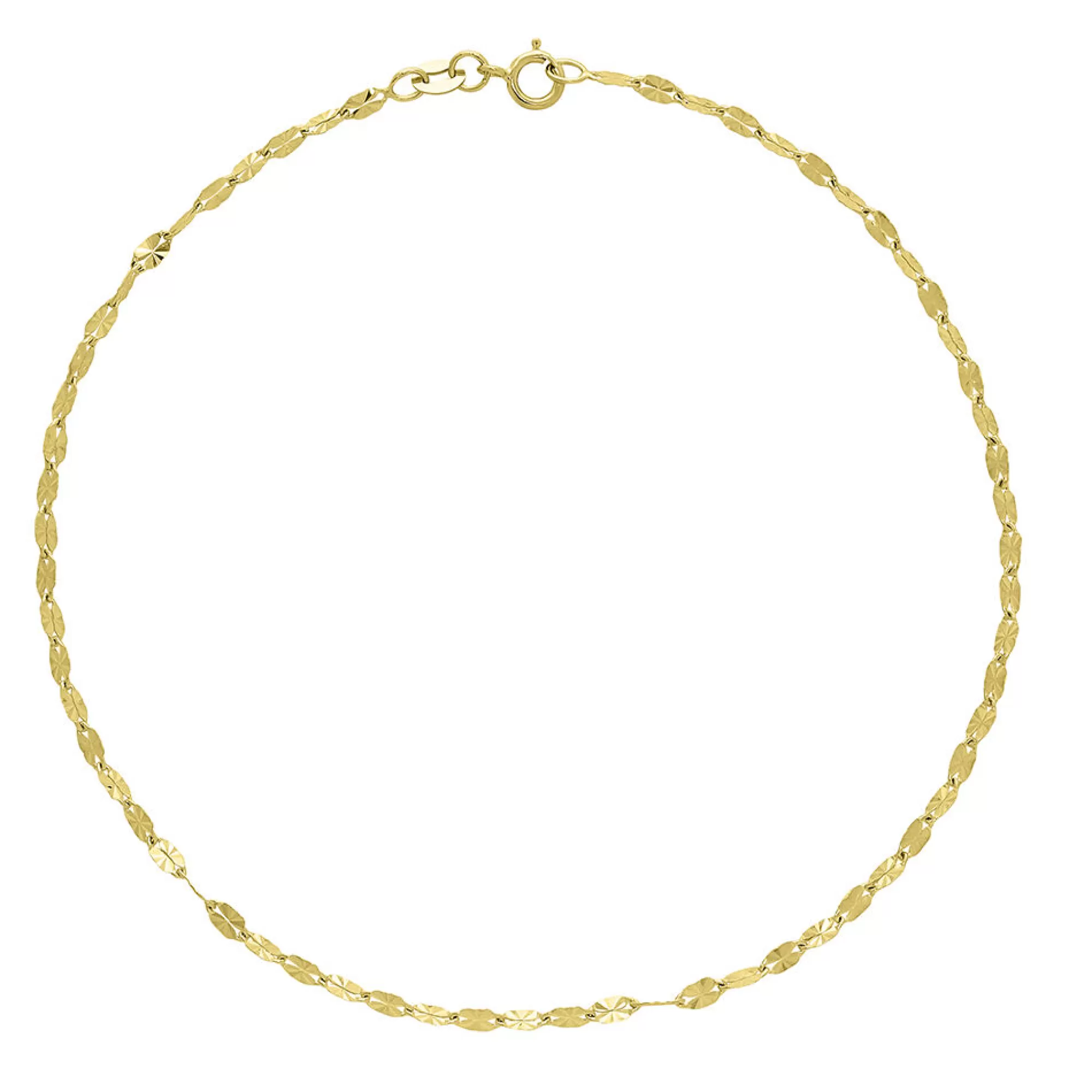 Bracelets^* Anklet With Mirror Links In 14K Yellow Gold