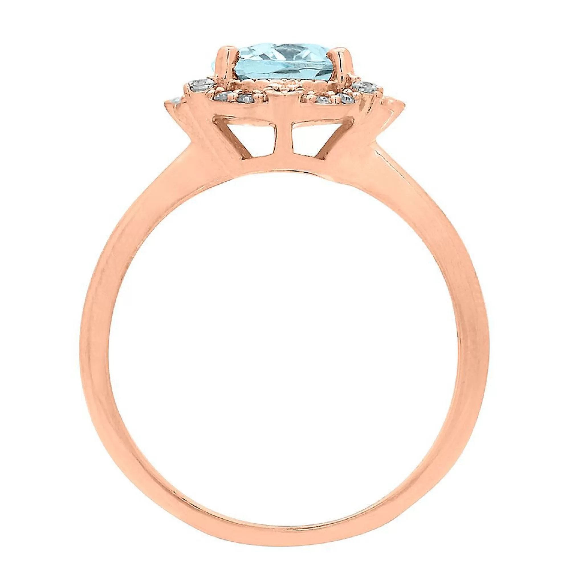 Rings^* Aquamarine & 1/7 Ct. Tw. Diamond Ring In 10K Rose Gold