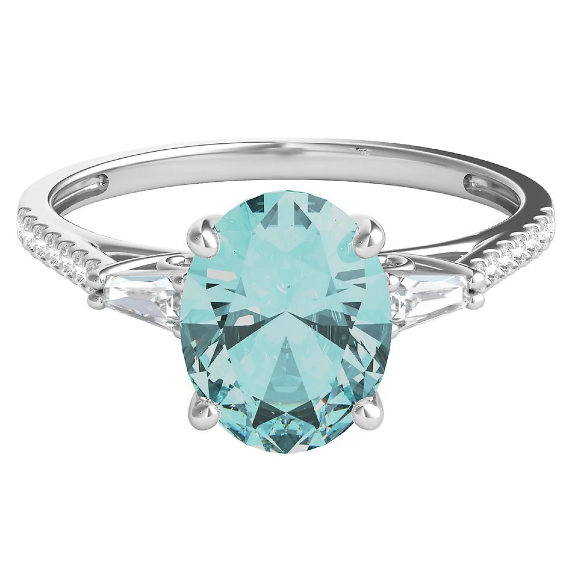 Rings^Shades of Love Aquamarine & 1/5 Ct. Tw. Diamond Ring In 14K White Gold