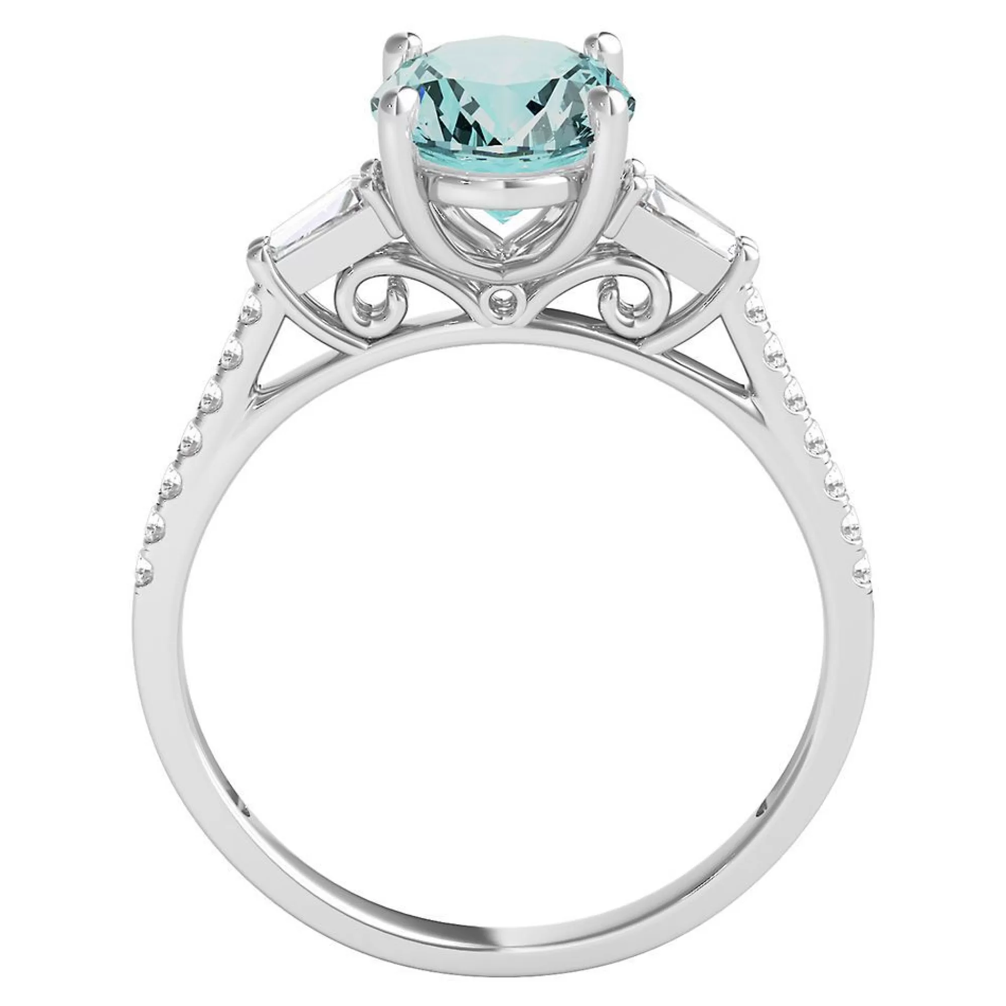 Rings^Shades of Love Aquamarine & 1/5 Ct. Tw. Diamond Ring In 14K White Gold