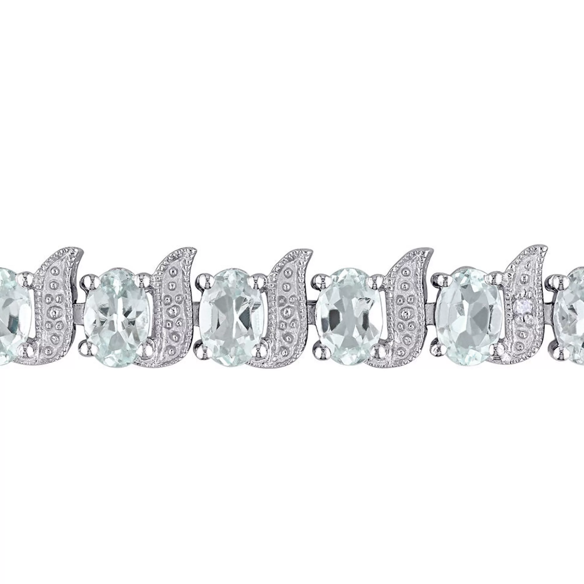 Bracelets^* Aquamarine & Diamond Bracelet In Sterling Silver