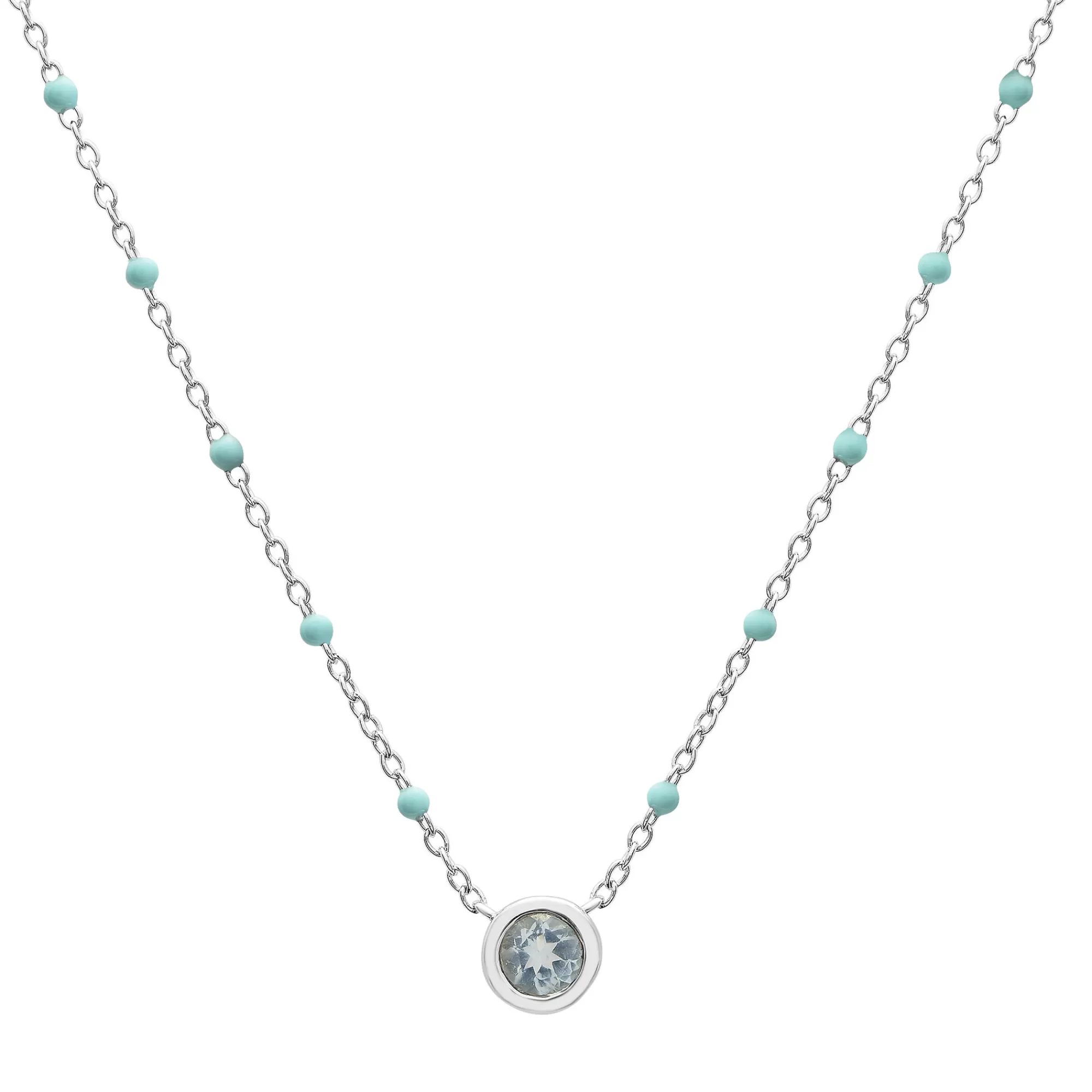 Necklaces & Pendants^Layering & Stacking Aquamarine And Beaded Enamel Necklace In Sterling Silver