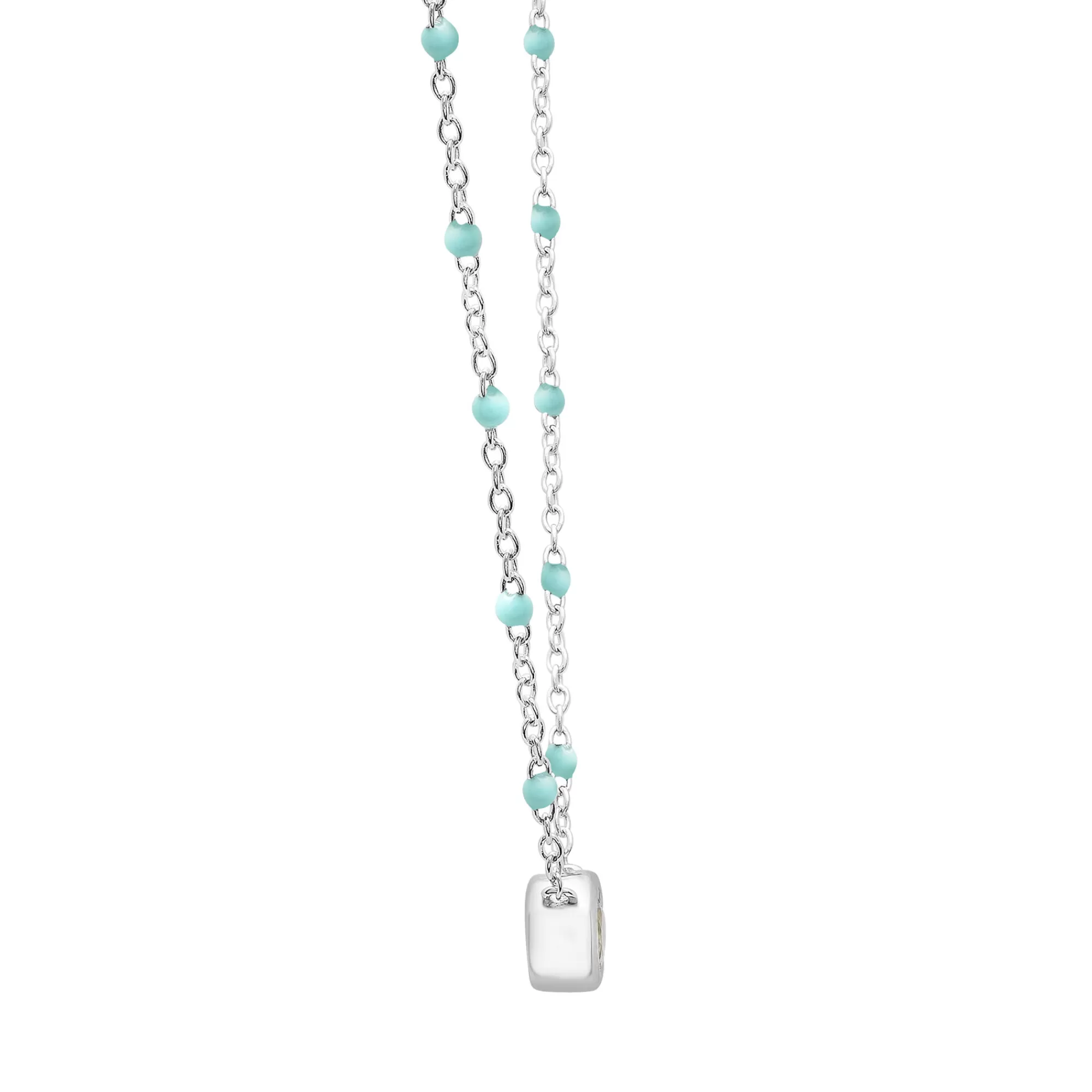 Necklaces & Pendants^Layering & Stacking Aquamarine And Beaded Enamel Necklace In Sterling Silver