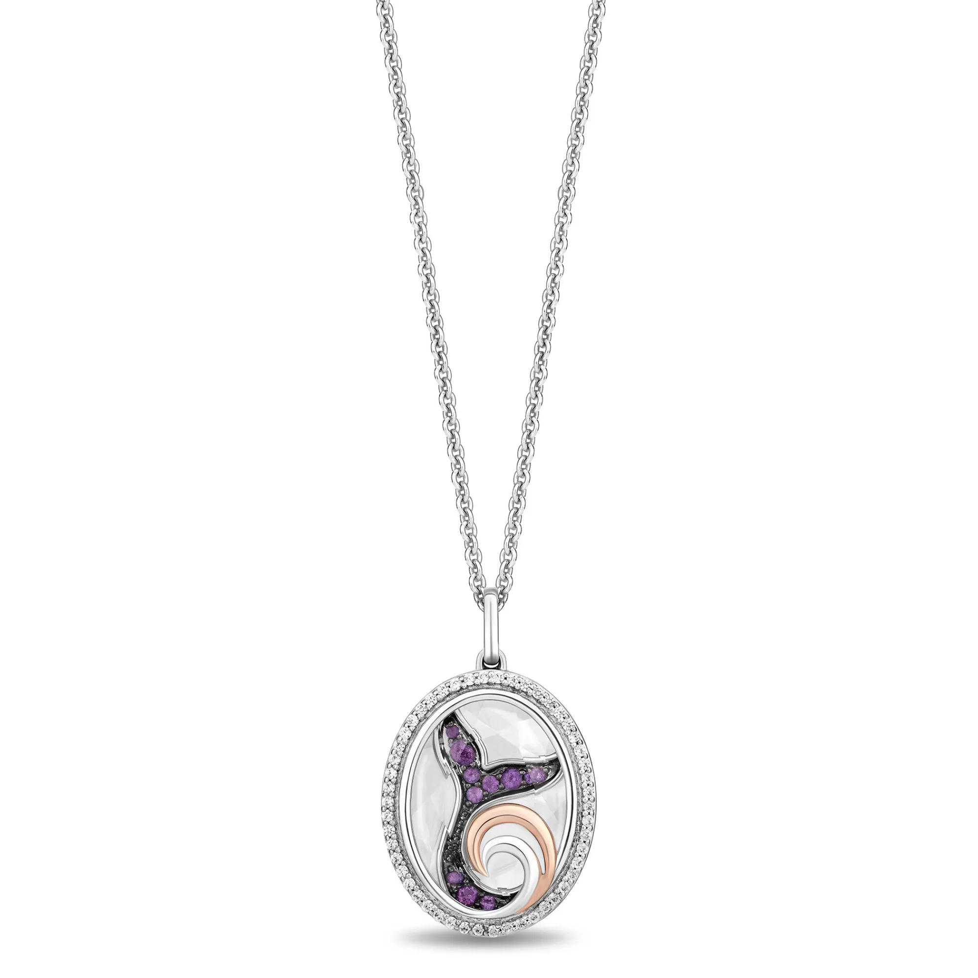 Necklaces & Pendants^Enchanted Disney Ariel Mermaid Tail Diamond Pendant In Sterling Silver And 10K Rose Gold (1/6 Ct. Tw.)