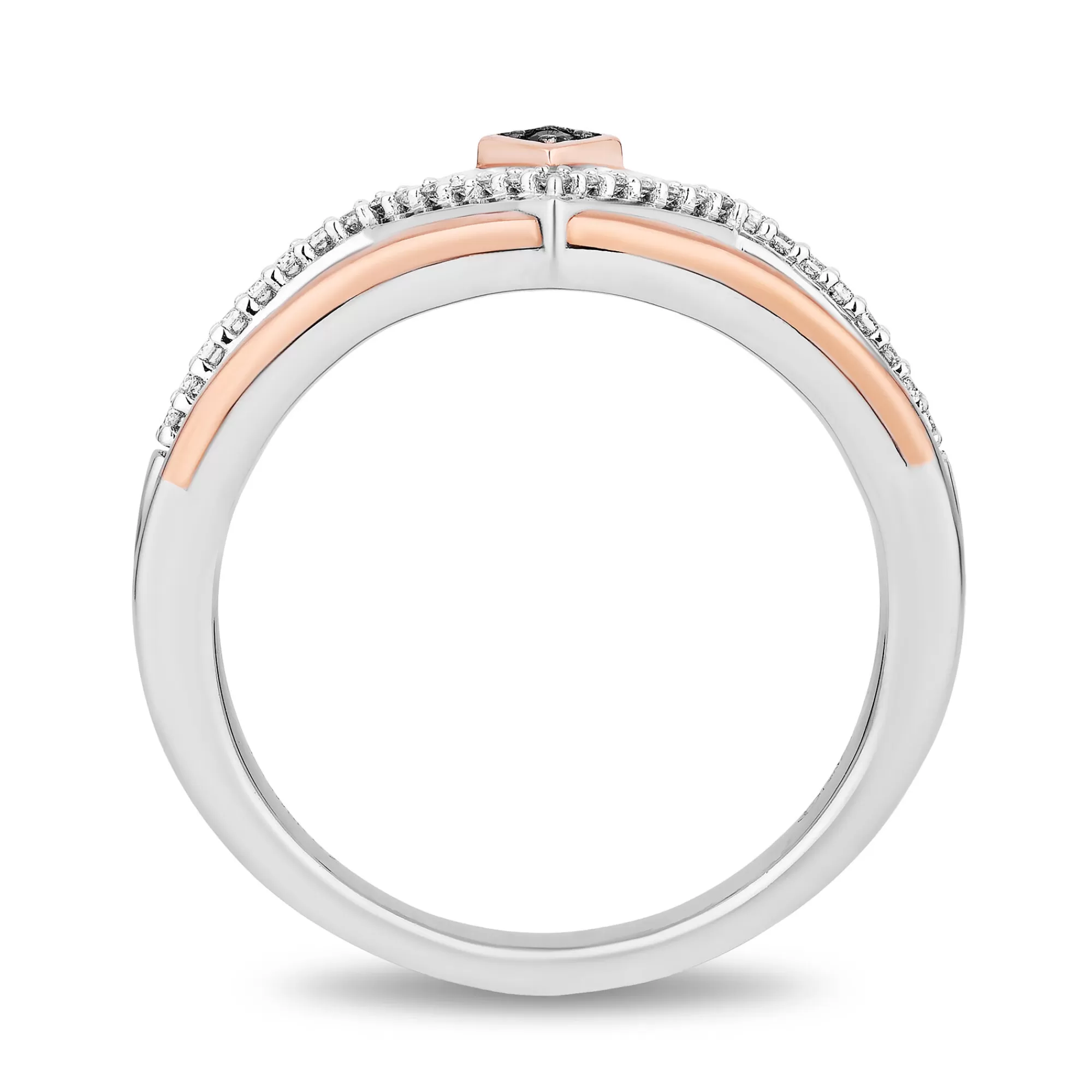 Rings^Enchanted Disney Aurora Pink Sapphire And Diamond Ring In Sterling Silver And 10K Rose Gold (1/10 Ct. Tw.)