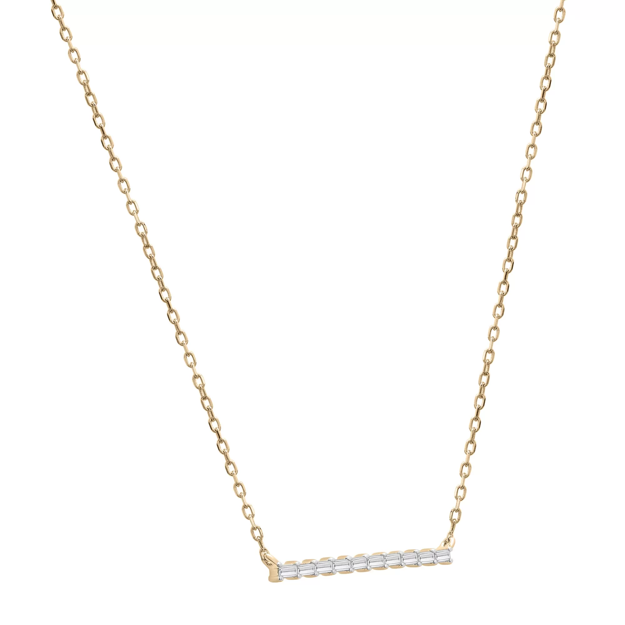 Necklaces & Pendants^Laure by Aurate Baguette Diamond Bar Necklace In 14K Yellow Gold (1/7 Ct. Tw.)