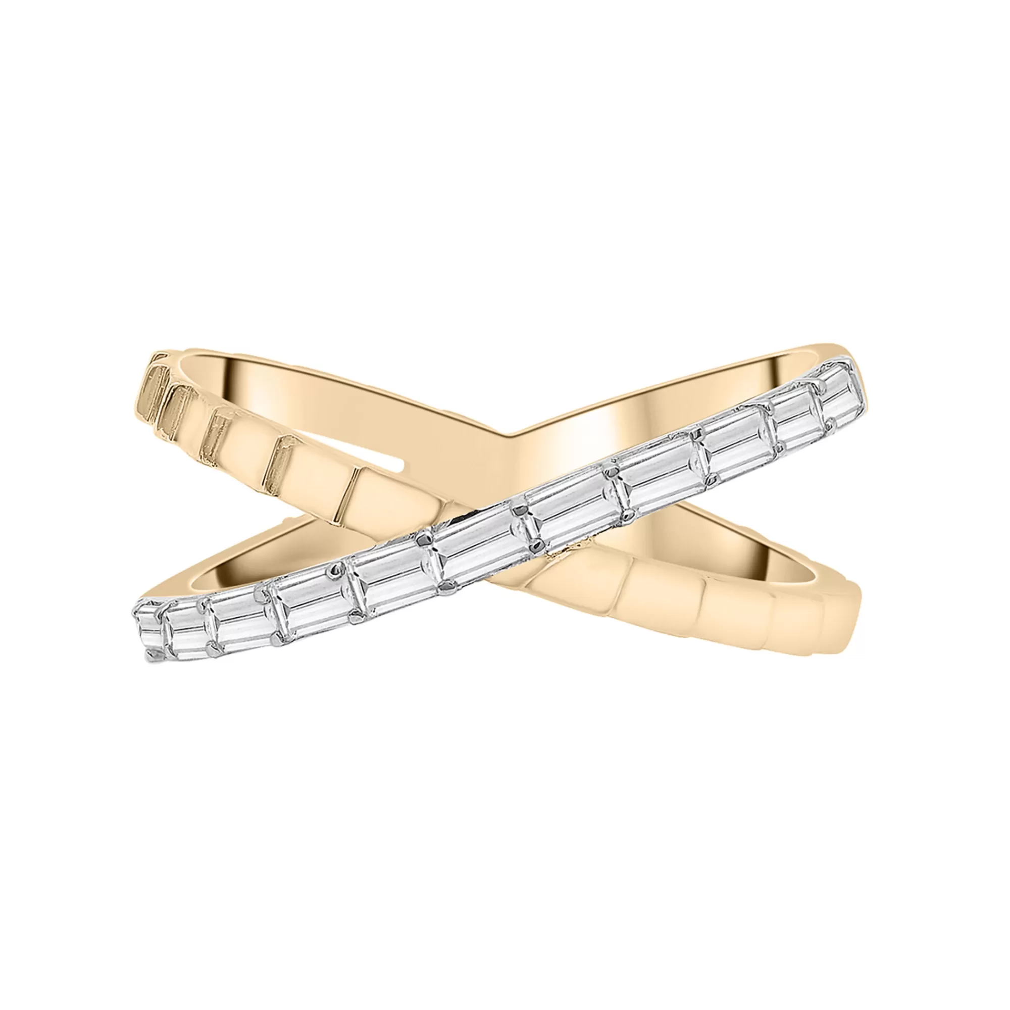 Rings^Laure by Aurate Baguette Diamond Ribbed 'X' Ring In 14K Yellow Gold (1/3 Ct. Tw.)