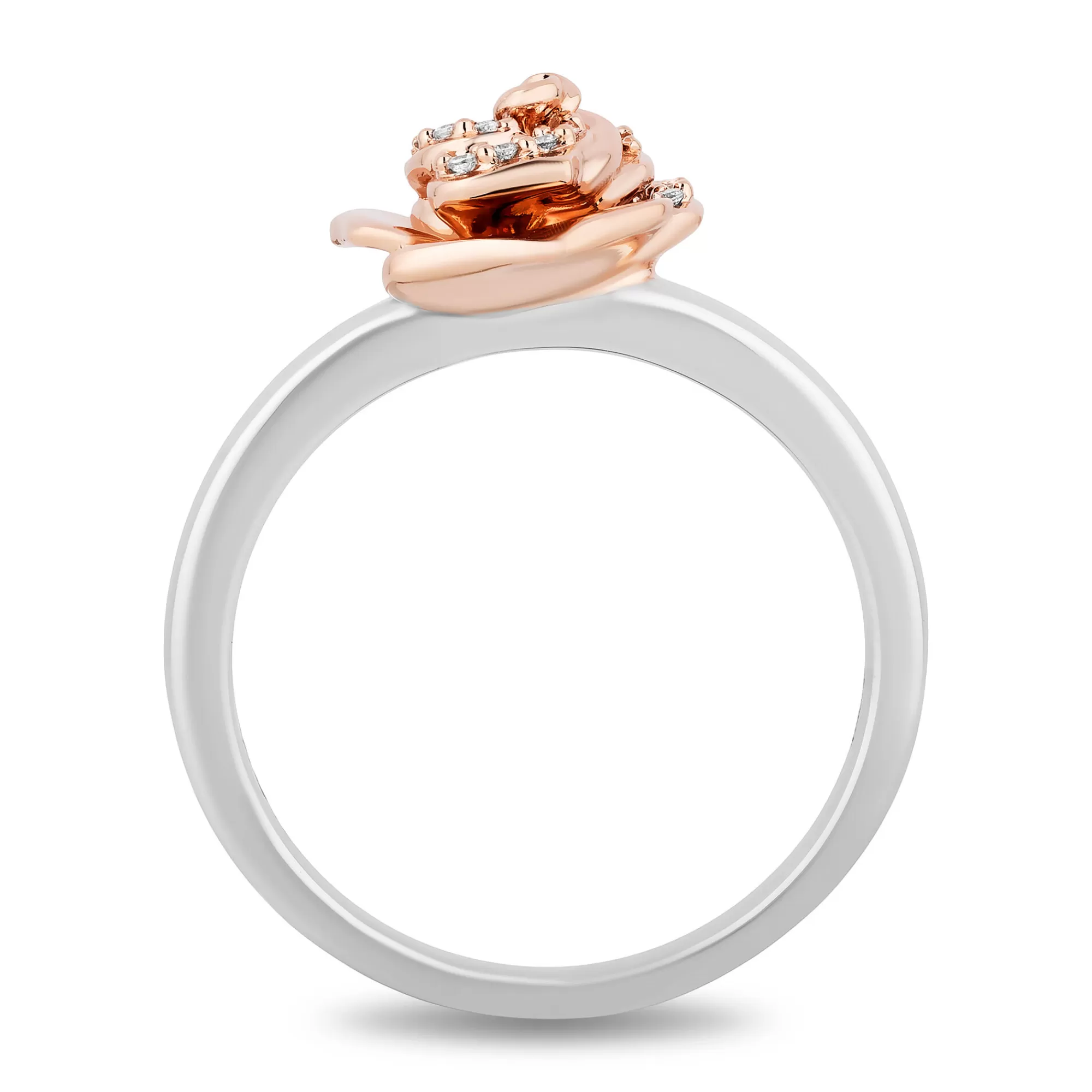 Rings^Enchanted Disney Belle Rose Ring In Sterling Silver And 10K Rose Gold (1/10 Ct. Tw.)