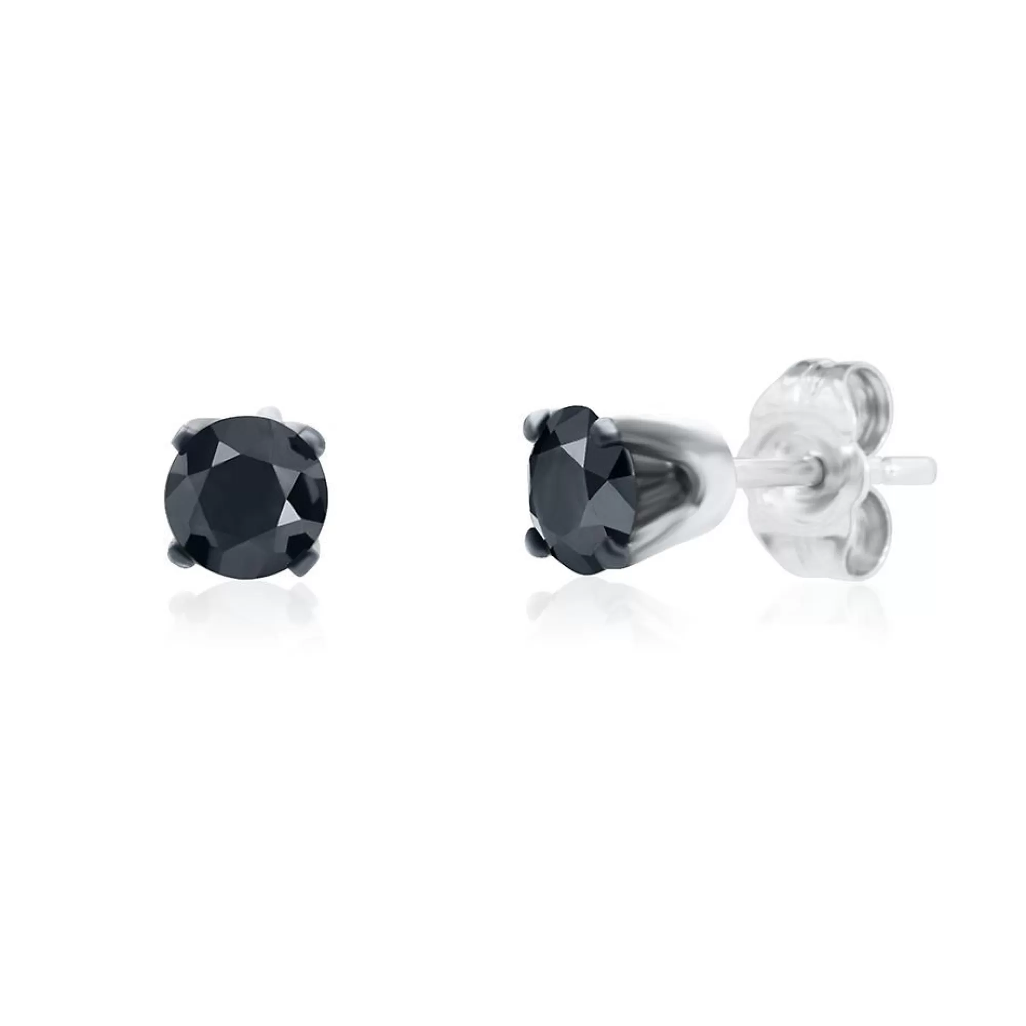 Earrings^* Black Diamond Stud Earrings 14K White Gold