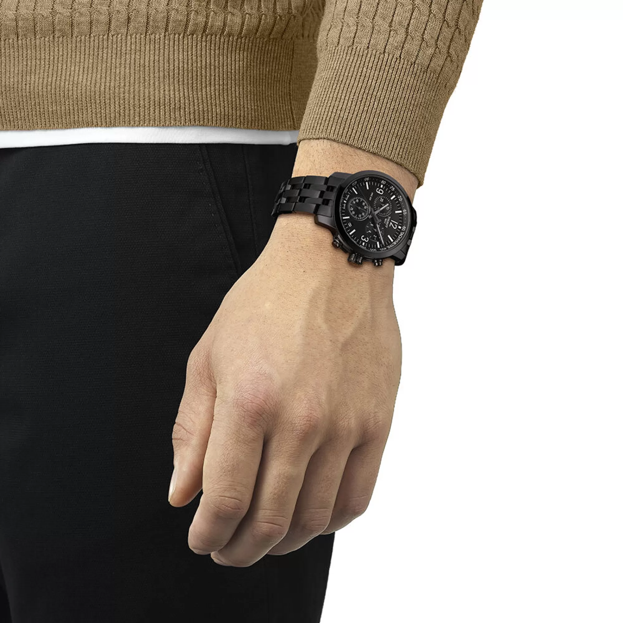 Men's Jewelry^Tissot® Black Prc 200 Chronograph Men's Watch In Black Ion-Plated Stainless Steel