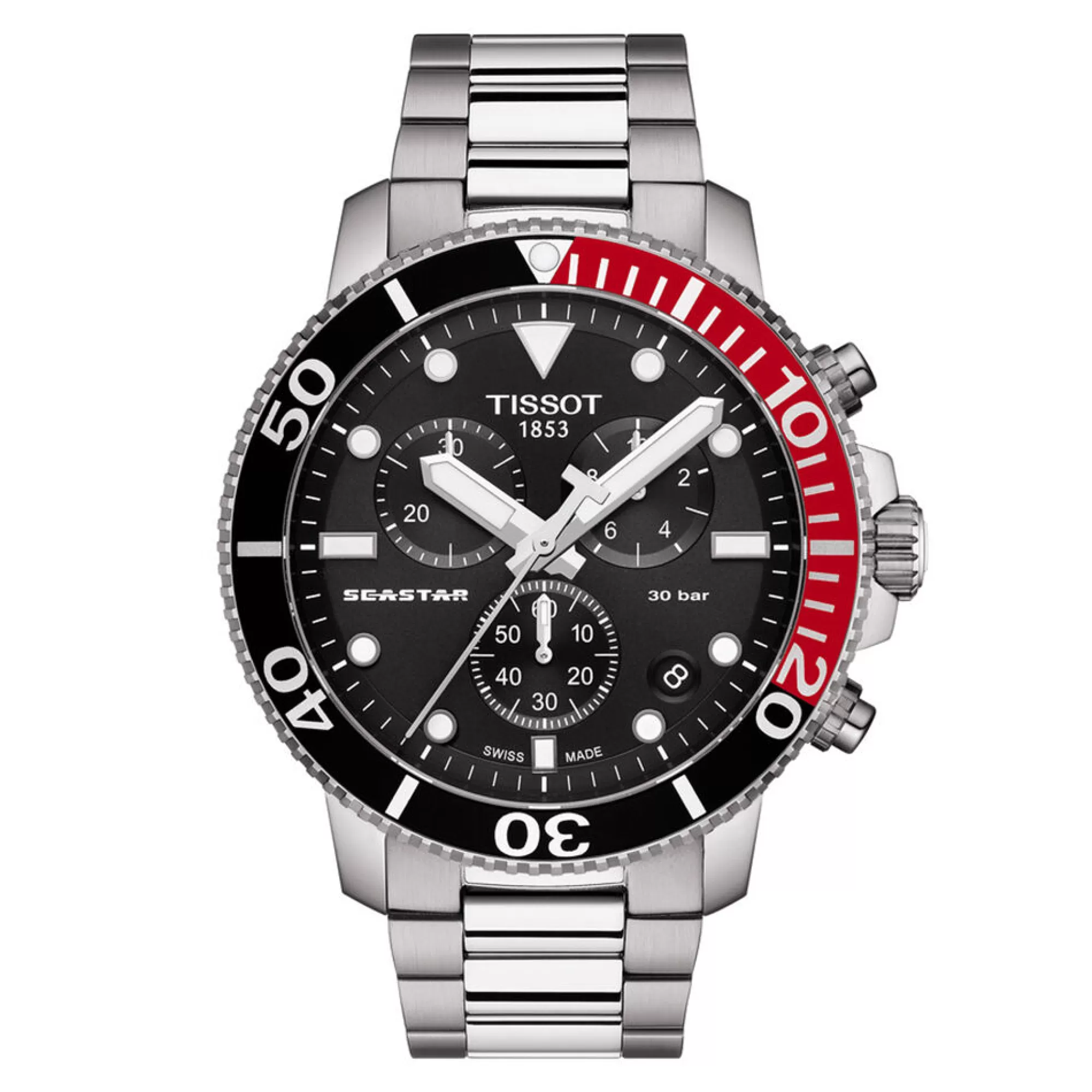 Men's Jewelry^Tissot® Black Seastar 1000 Chronograph Men's Watch In Stainless Steel