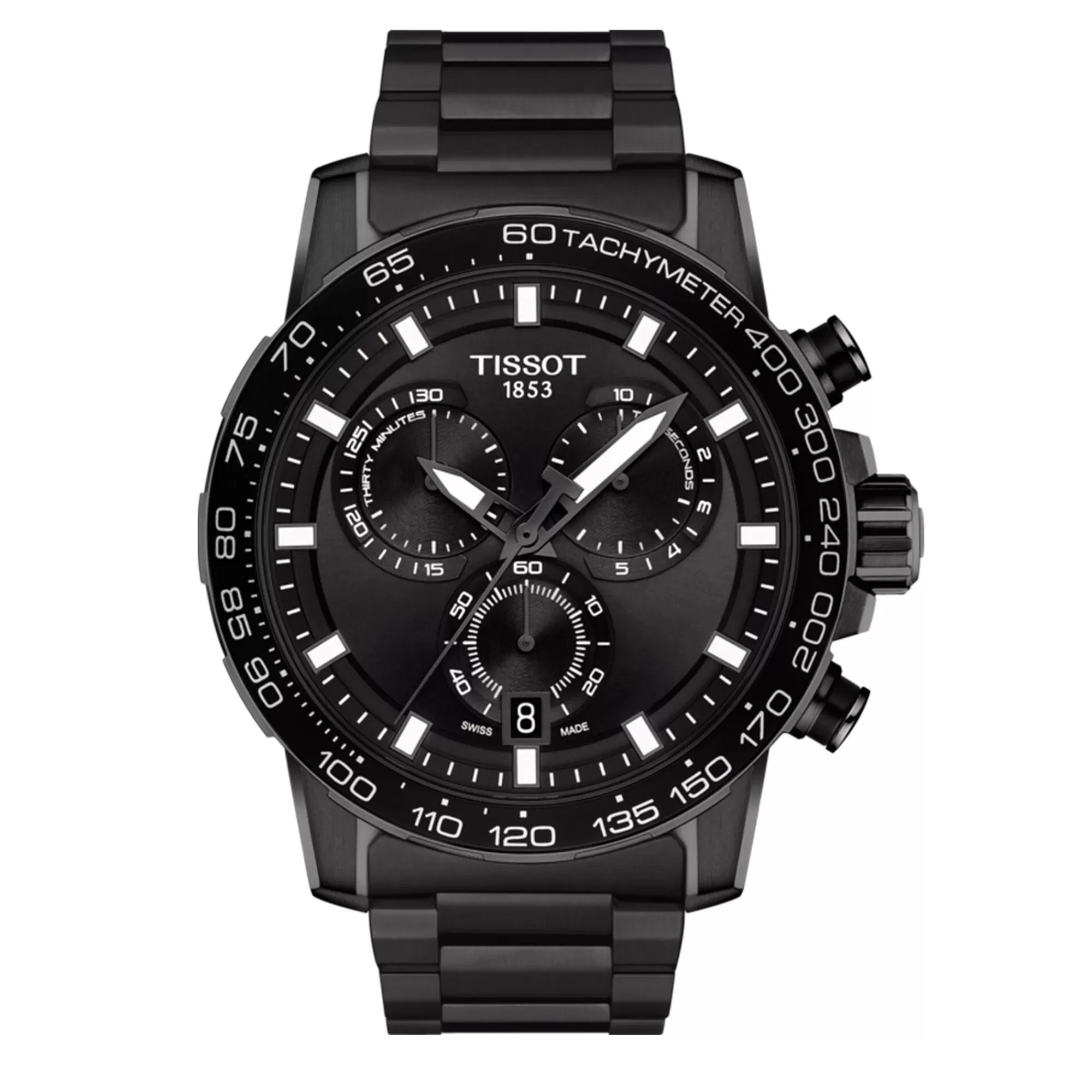 Men's Jewelry^Tissot® Black Supersport Chronograph Men's Watch With Black Sterling Silver Bracelet