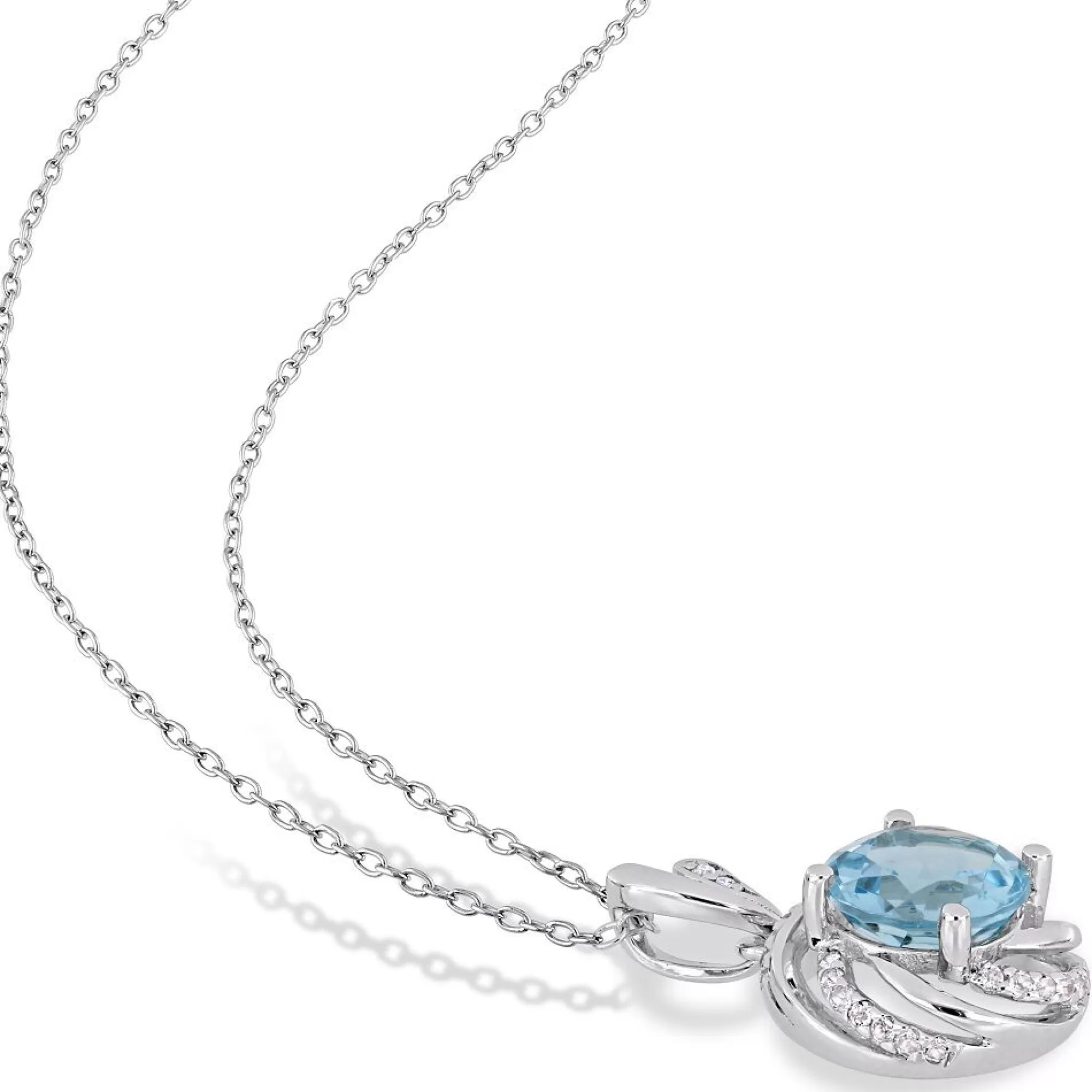 Necklaces & Pendants^* Blue & White Topaz & Diamond Necklace In Sterling Silver