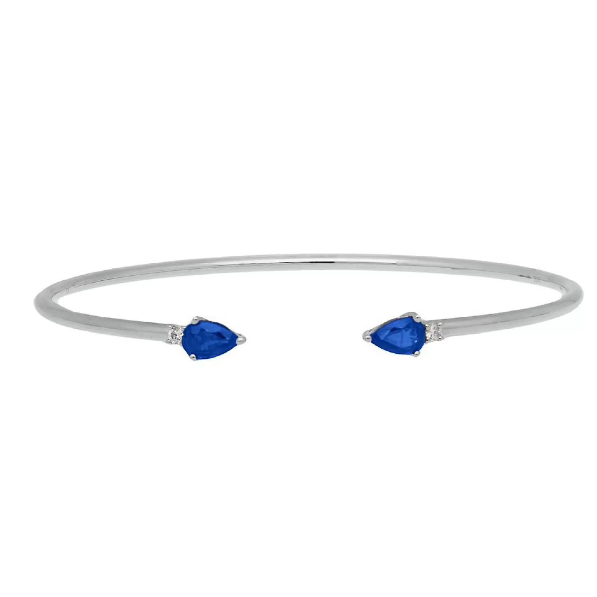 Bracelets^* Blue Sapphire & Diamond Cuff Bracelet In 10K White Gold