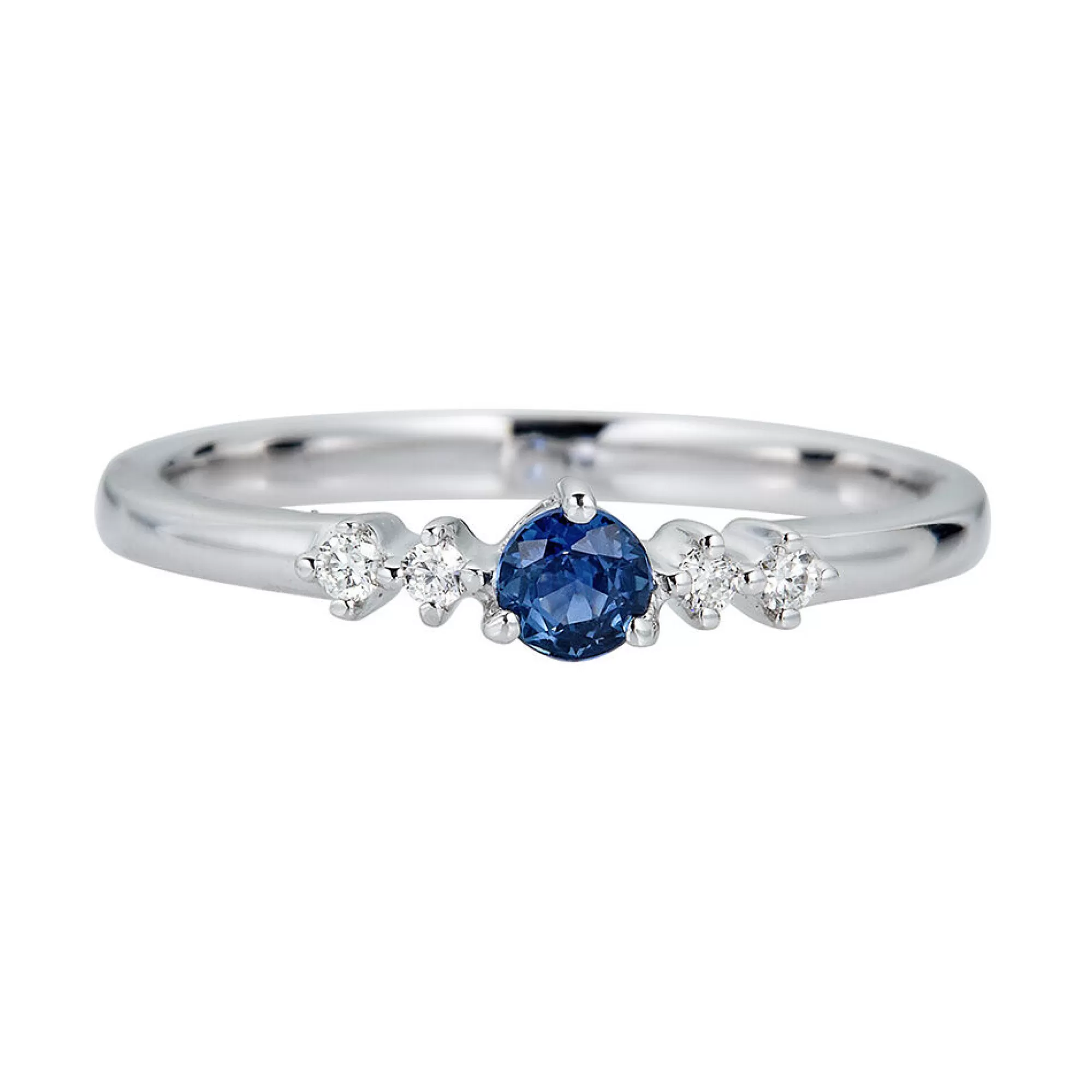 Rings^Layering & Stacking Blue Sapphire & Diamond Ring In 10K White Gold