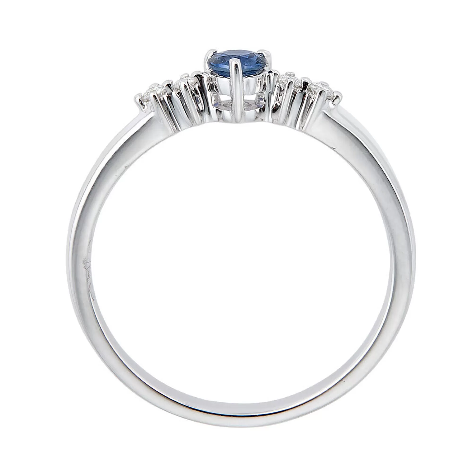 Rings^Layering & Stacking Blue Sapphire & Diamond Ring In 10K White Gold