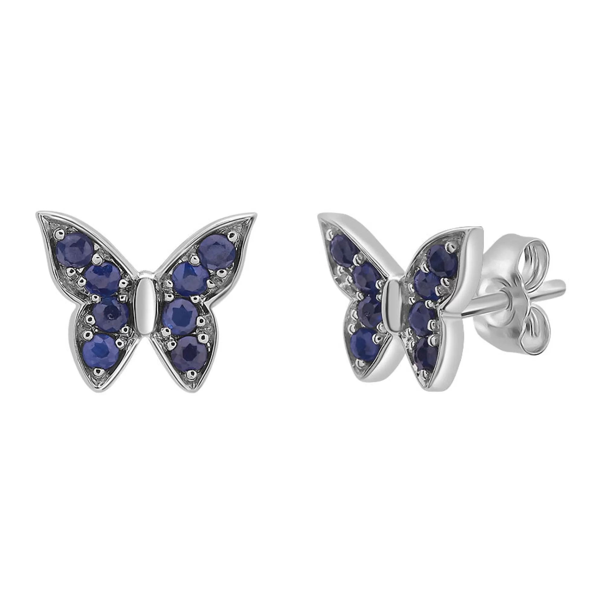 Earrings^Layering & Stacking Blue Sapphire Butterfly Earring In 10K White Gold