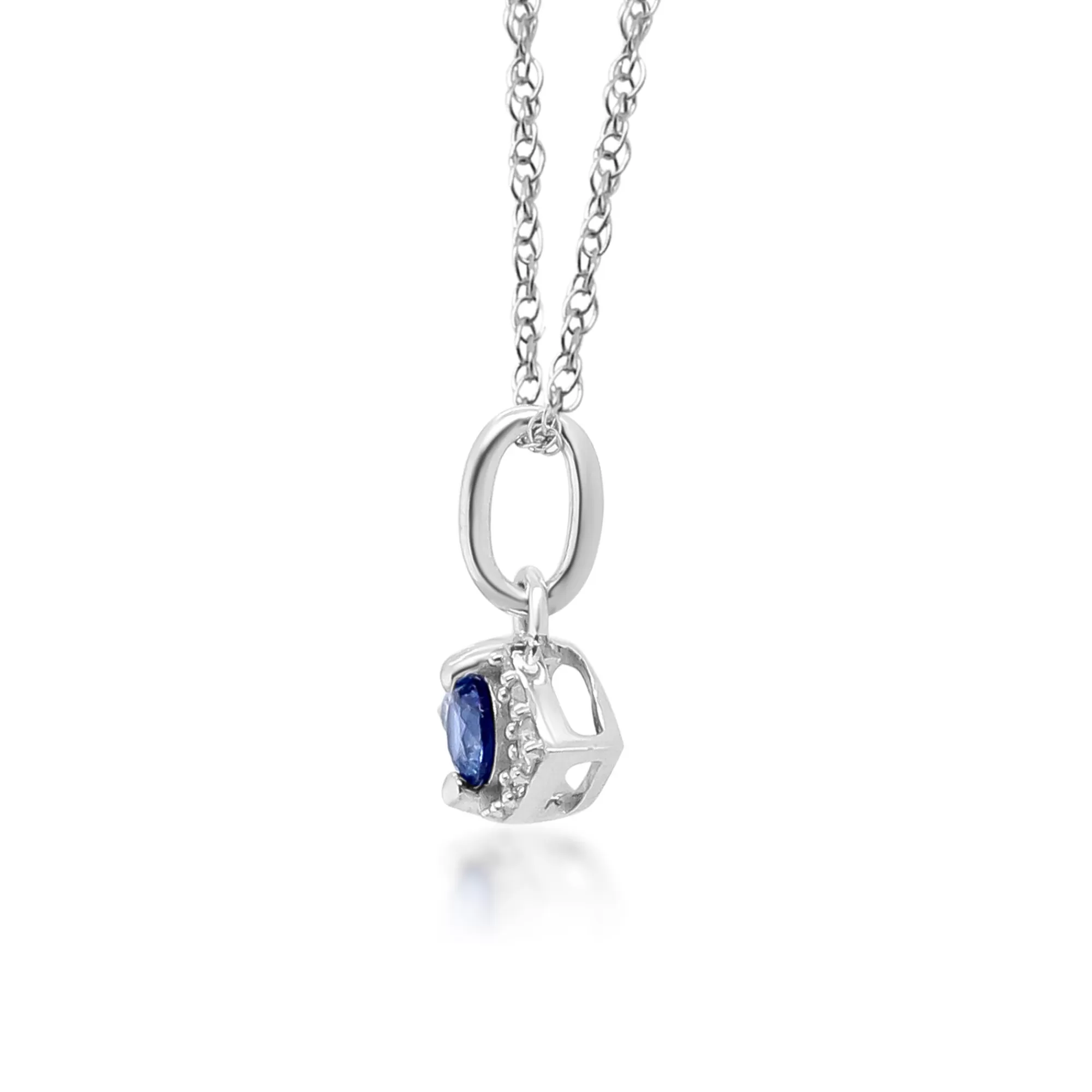 Necklaces & Pendants^Layering & Stacking Blue Sapphire Evil Eye Pendant With Diamond Accents In 10K White Gold