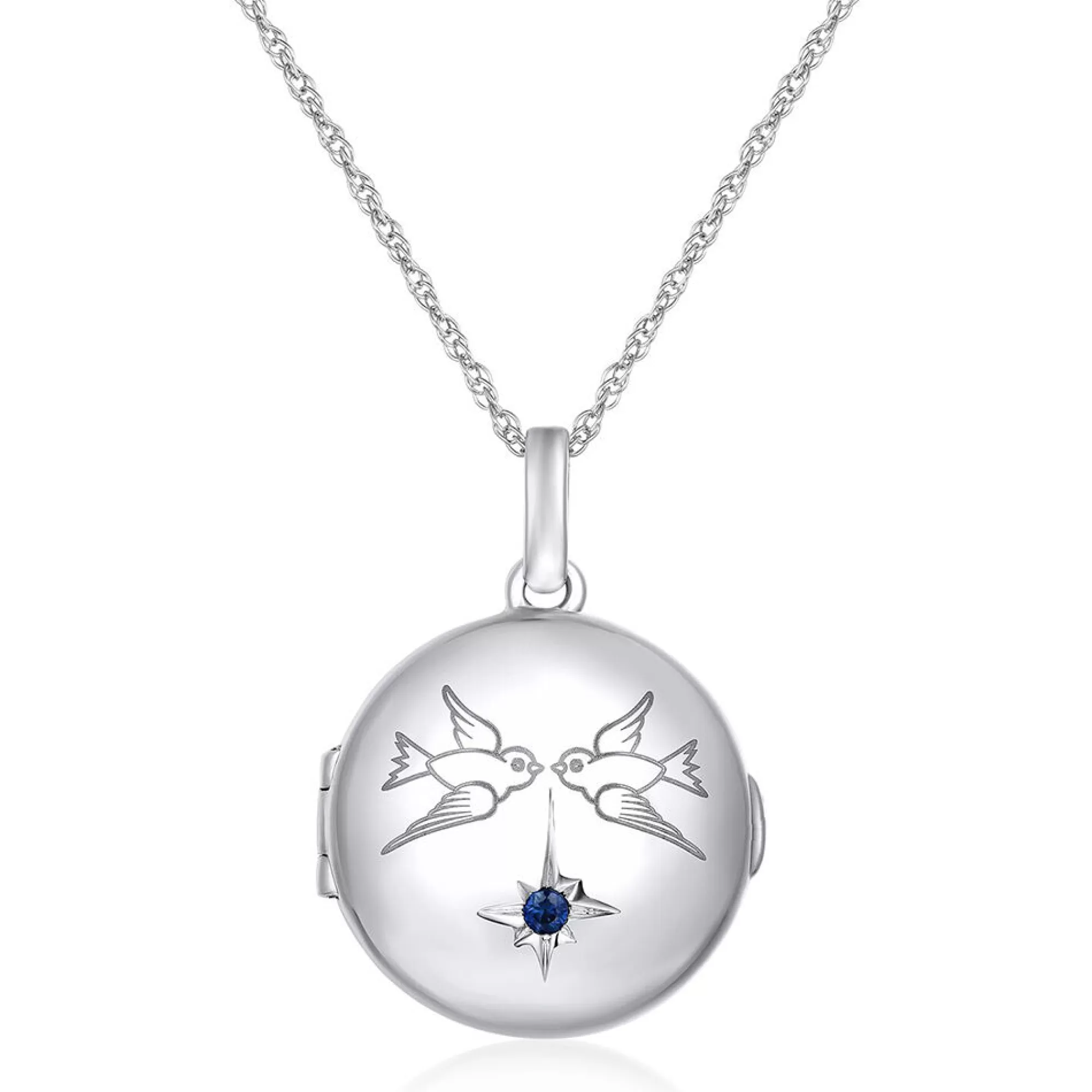 Necklaces & Pendants^* Blue Sapphire Locket In Sterling Silver