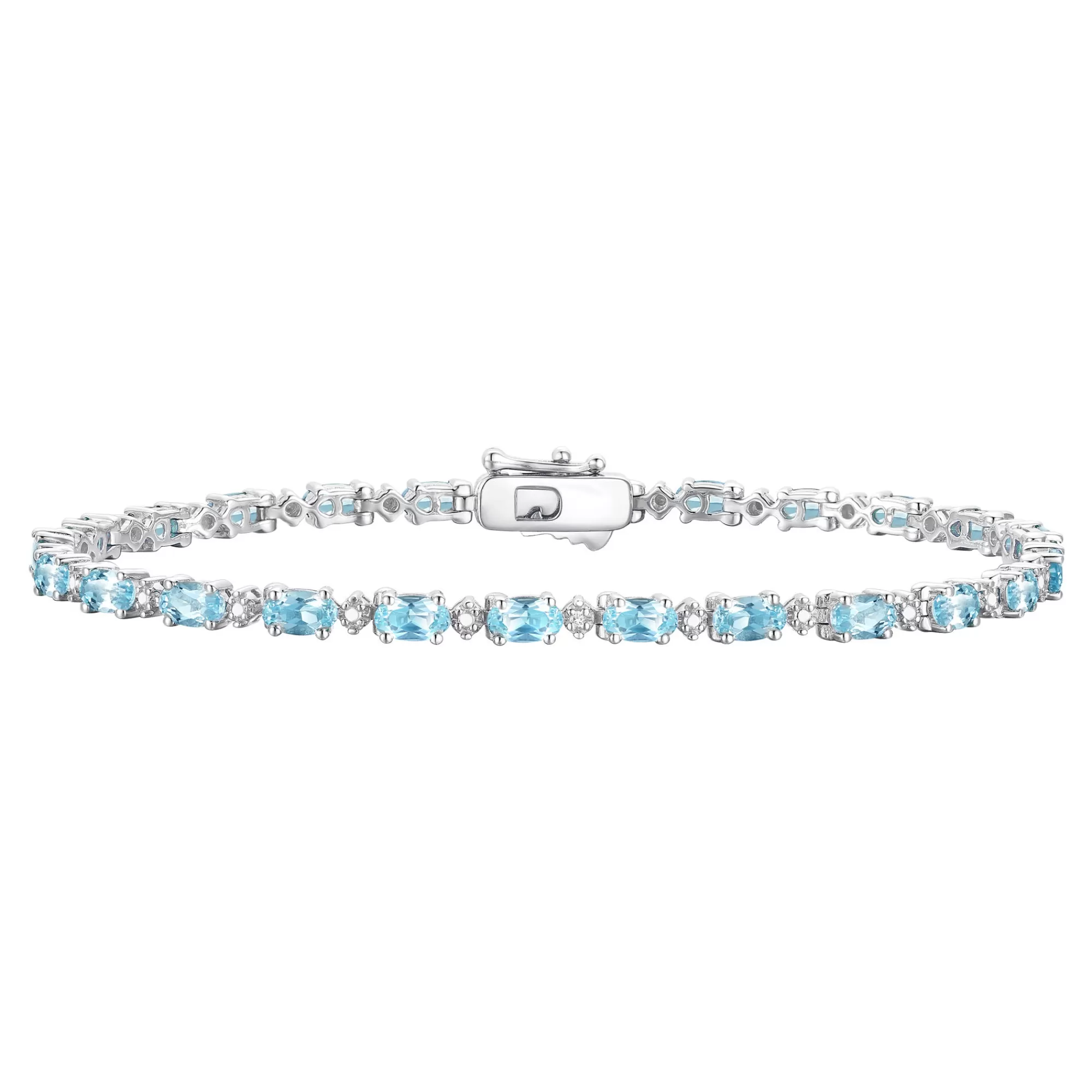 Bracelets^* Blue Topaz & Diamond Bracelet In Sterling Silver