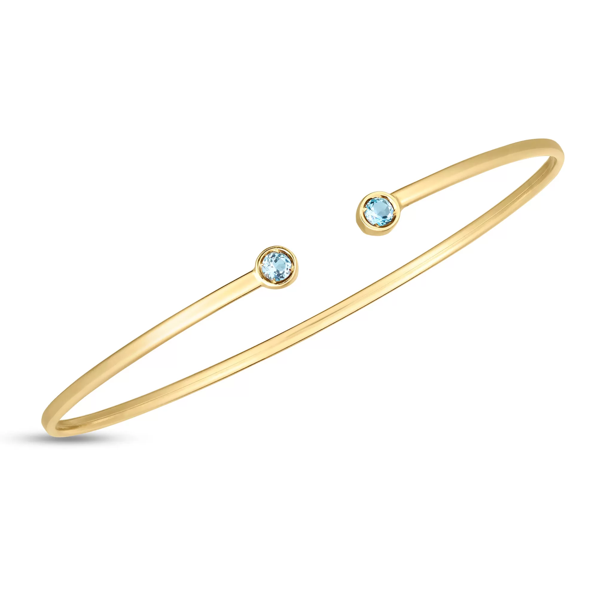 Bracelets^Layering & Stacking Blue Topaz Cuff In 14K Yellow Gold