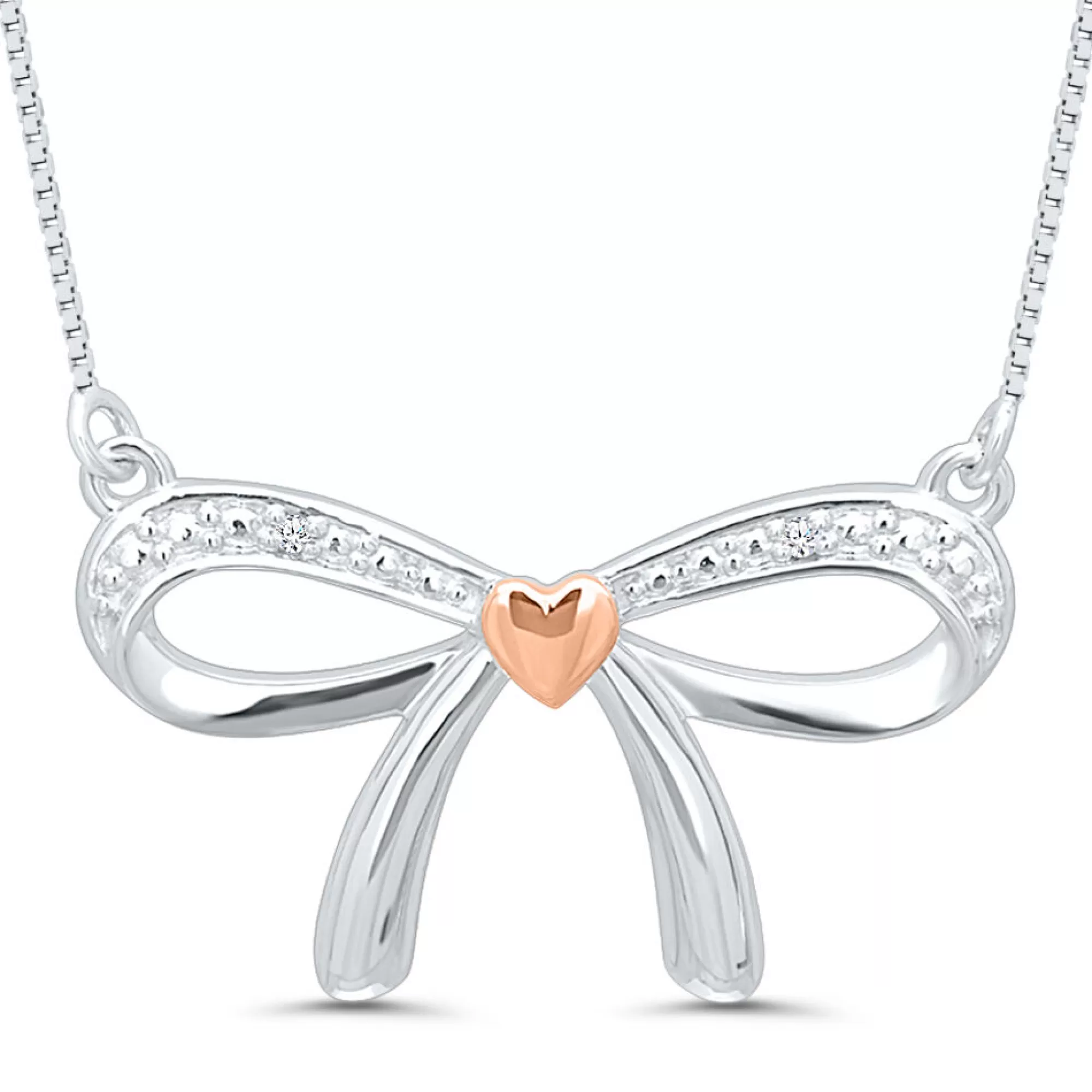 Necklaces & Pendants^I Am Loved Bow Pendant With Diamond Accents In Sterling Silver