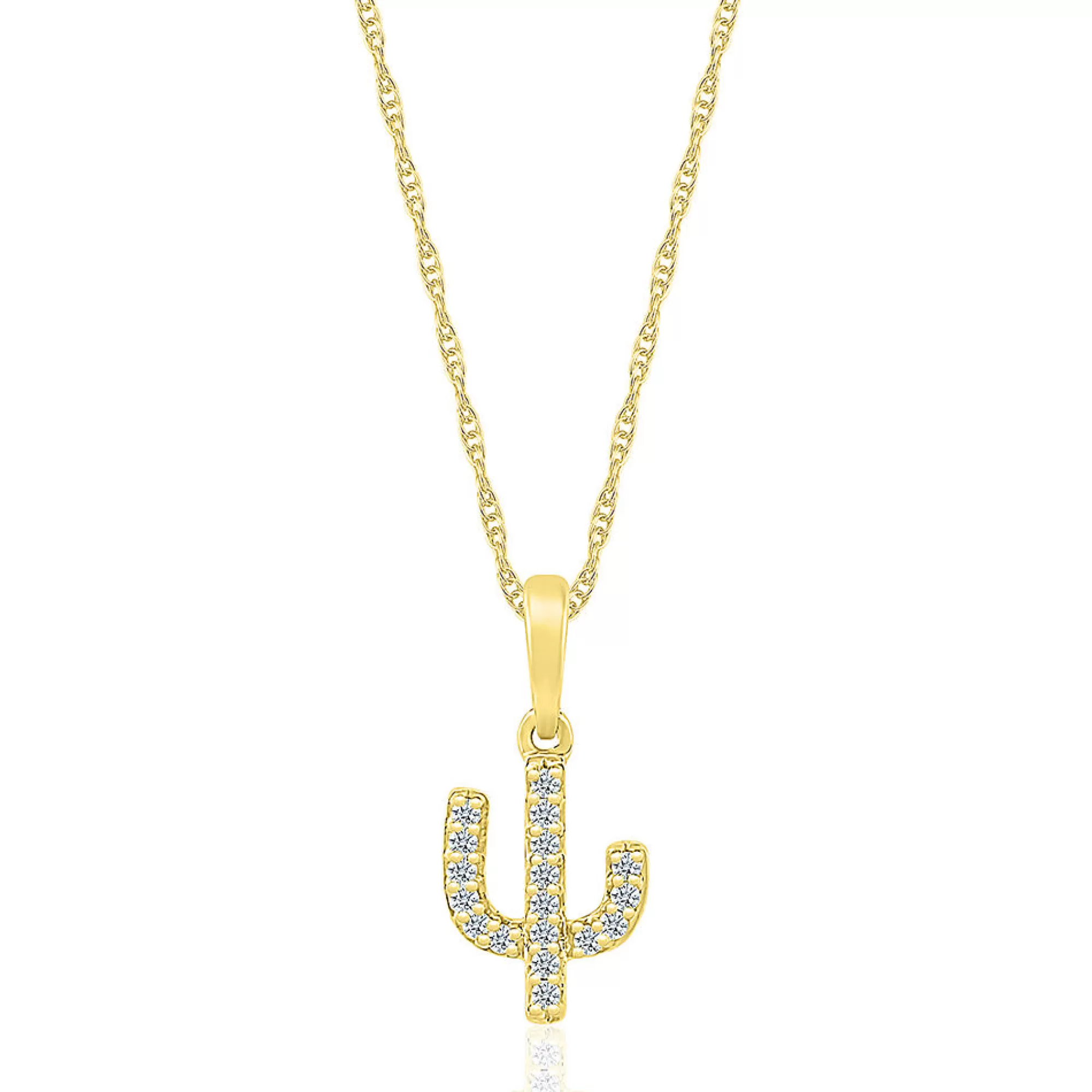 Necklaces & Pendants^Layering & Stacking Cactus Pendant With Diamond Accents In 10K Yellow Gold