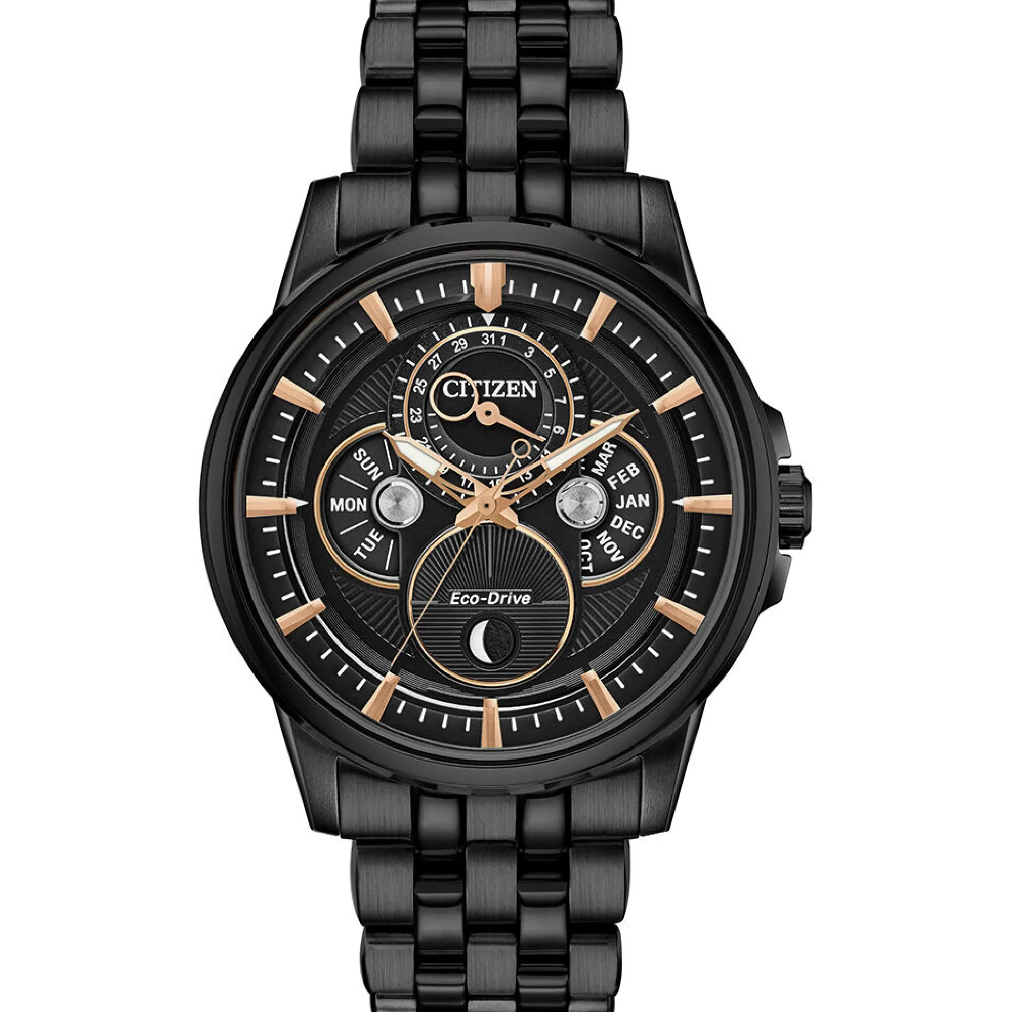 Men's Jewelry^Citizen® Eco™ Calendrier Moonphase Men's Watch In Black Ion-Plated Stainless Steel