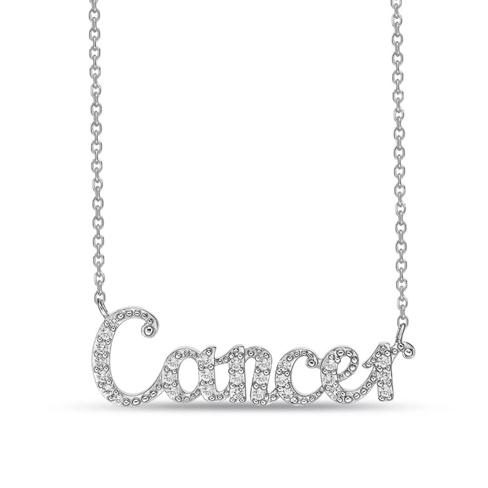 Necklaces & Pendants^* Cancer Lab Created White Sapphire Necklace In Sterling Silver