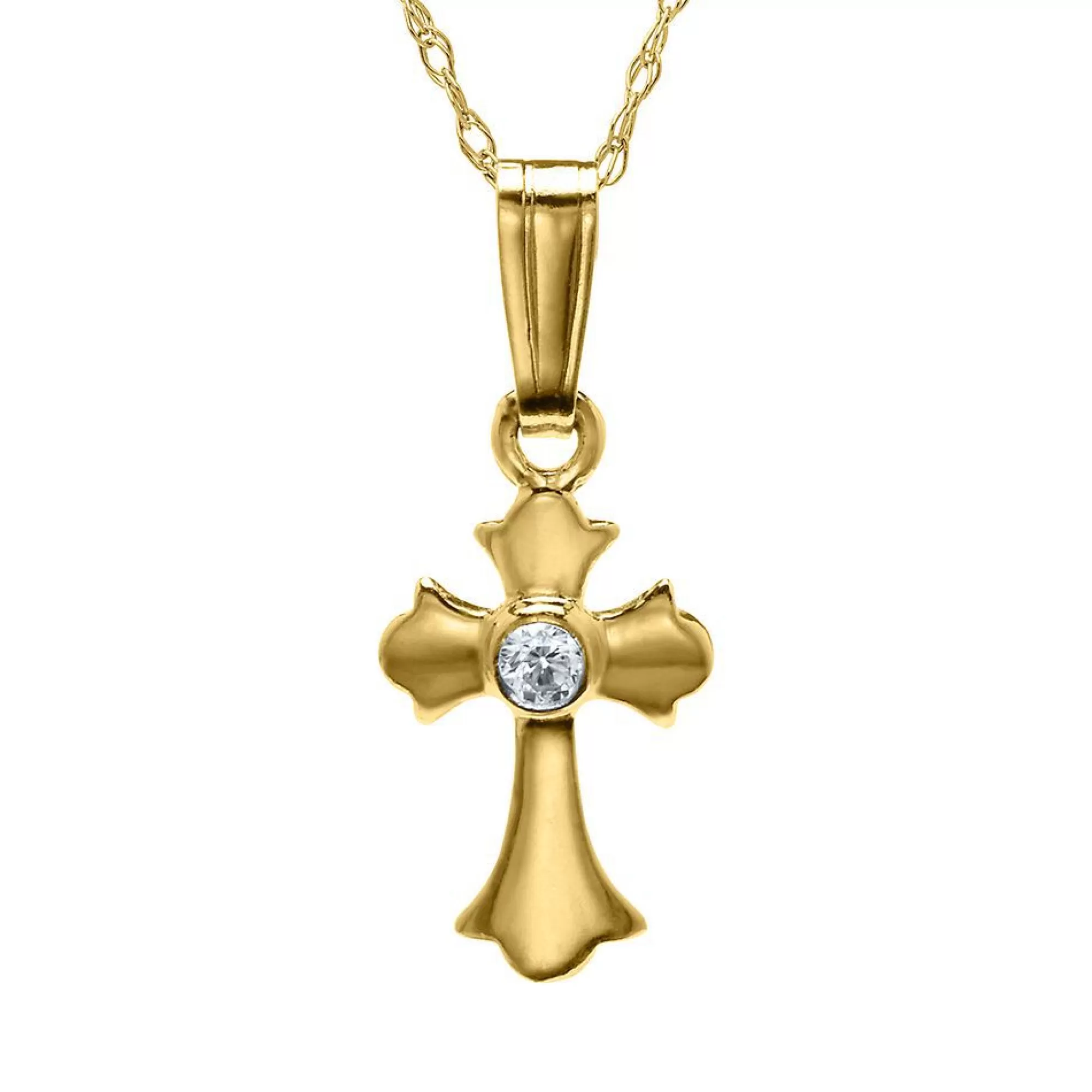 Necklaces & Pendants^* Children's Cross Pendant In 14K Yellow Gold