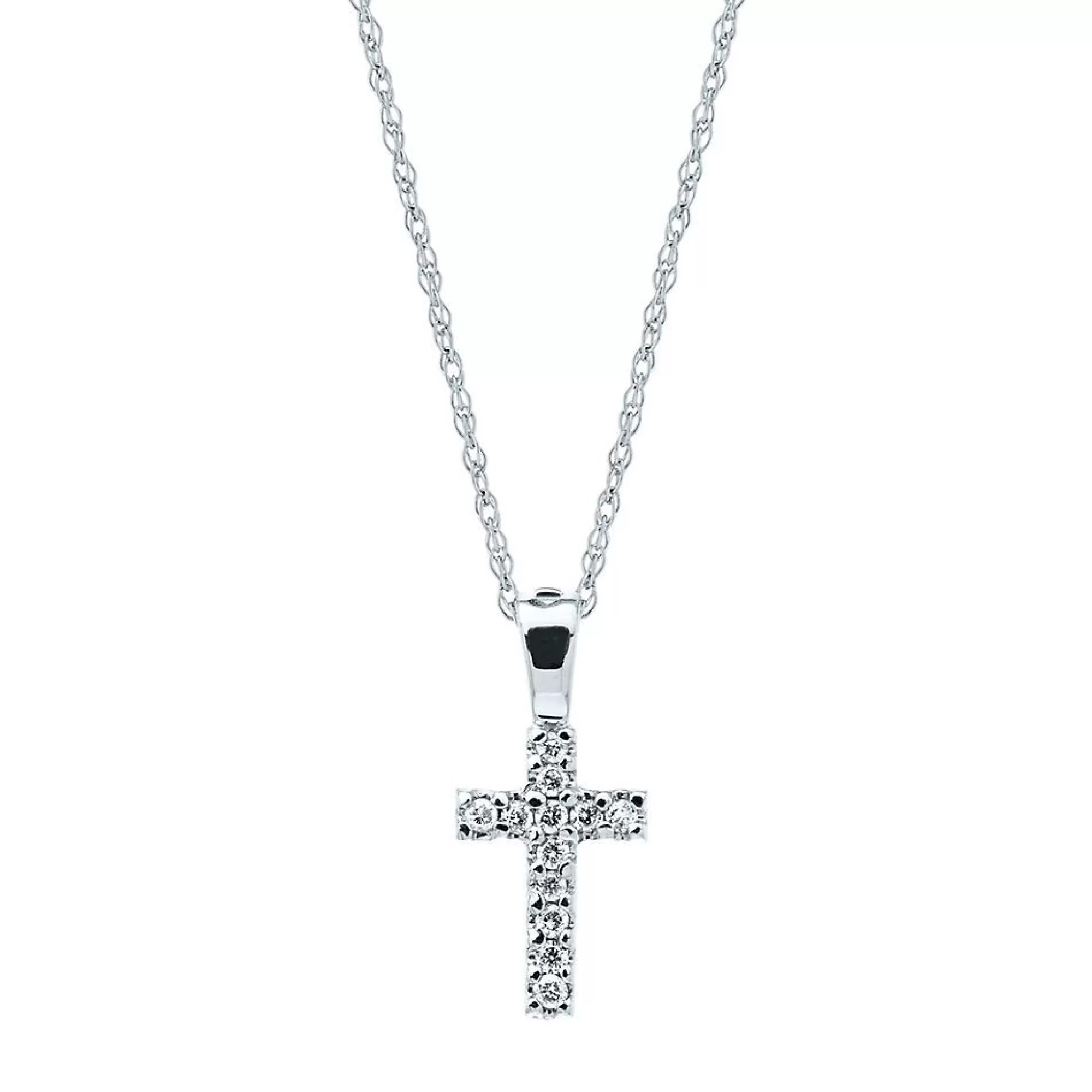 Necklaces & Pendants^* Children's Diamond Cross Pendant In 14K White Gold