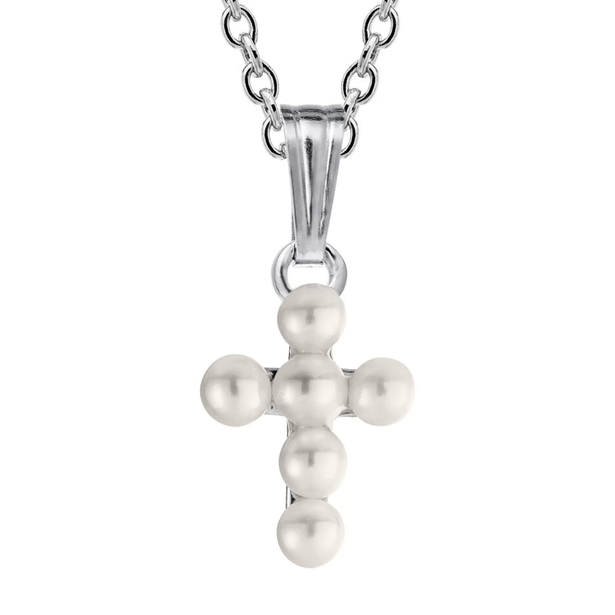 Necklaces & Pendants^* Children's Freshwater Pearl Cross Pendant In Sterling Silver