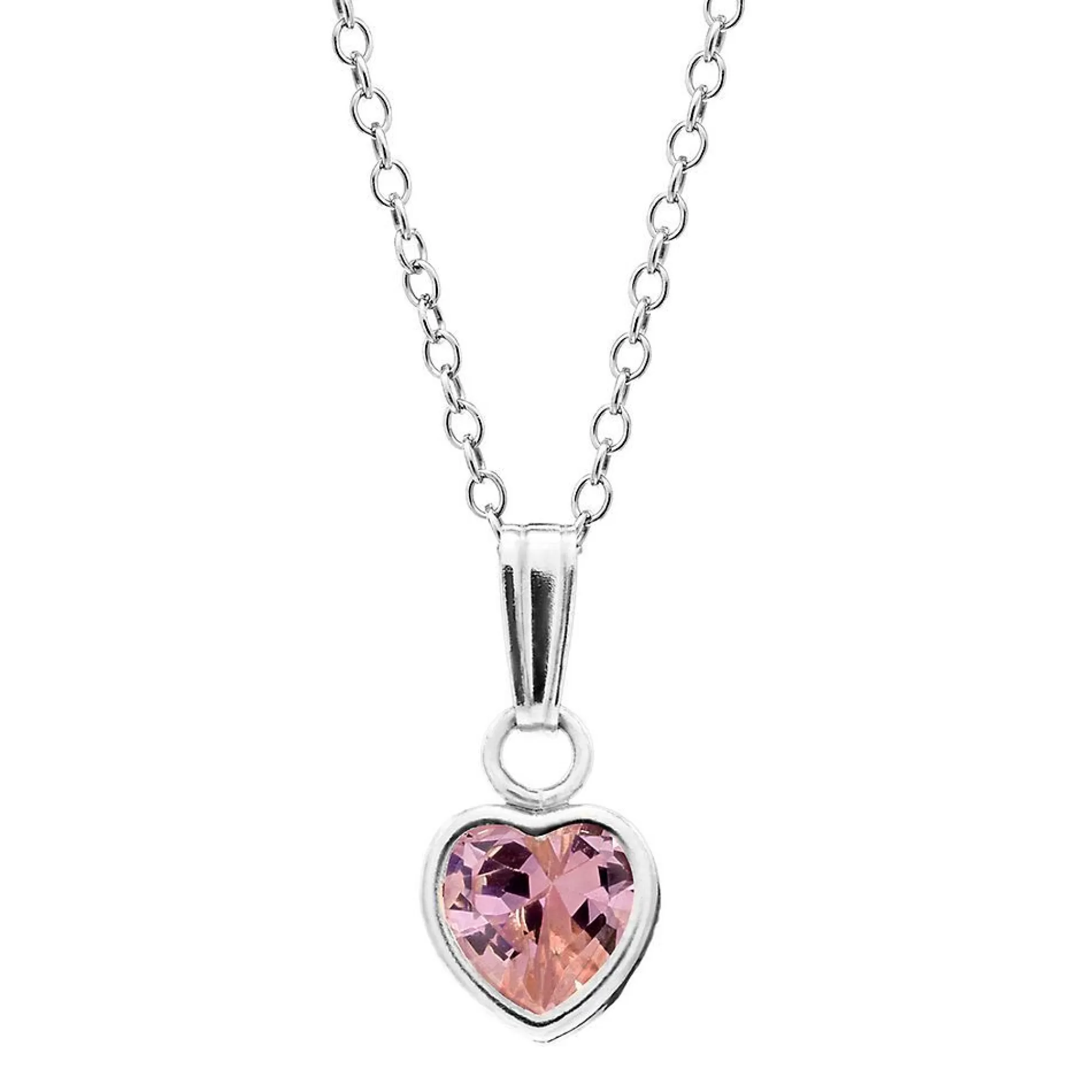 Necklaces & Pendants^* Children's Pink Cubic Zirconia Heart Pendant In Sterling Silver