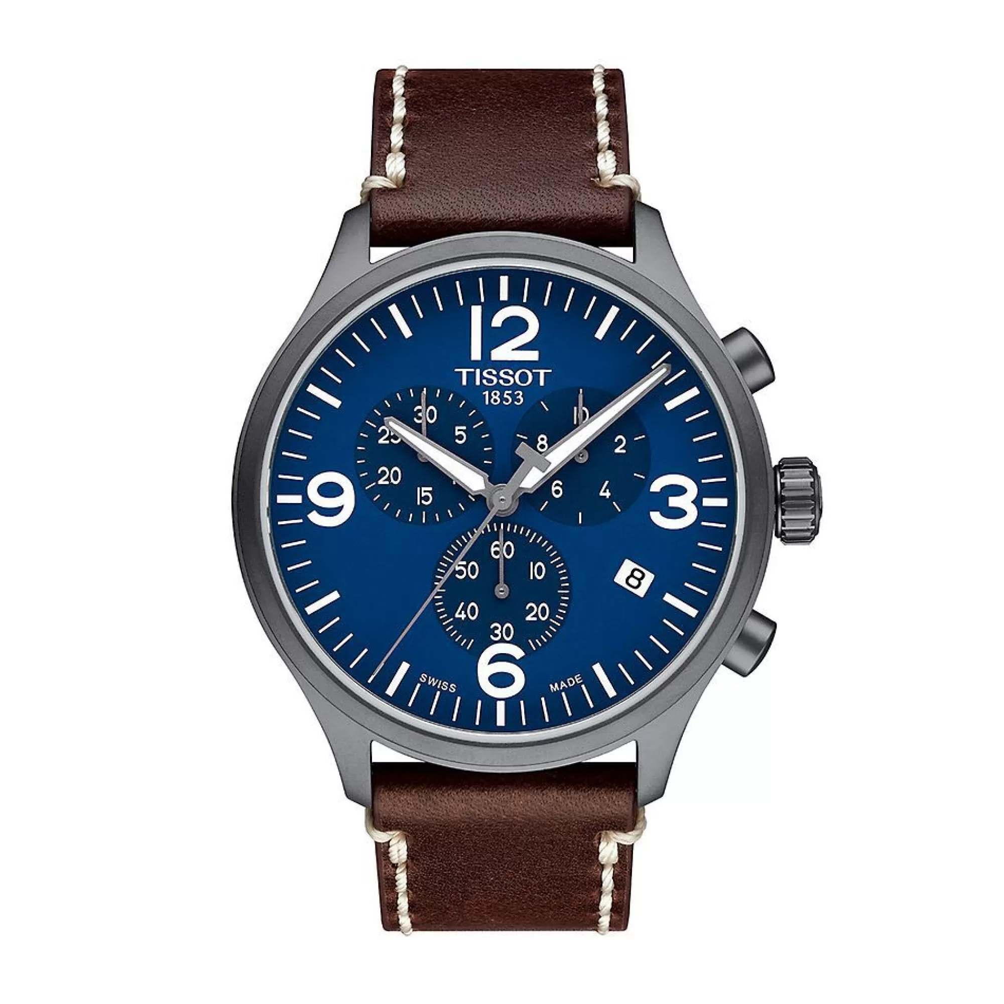 Men's Jewelry^Tissot® Chrono Xl Brown Leather Men's Watch In Stainless Steel, 45Mm