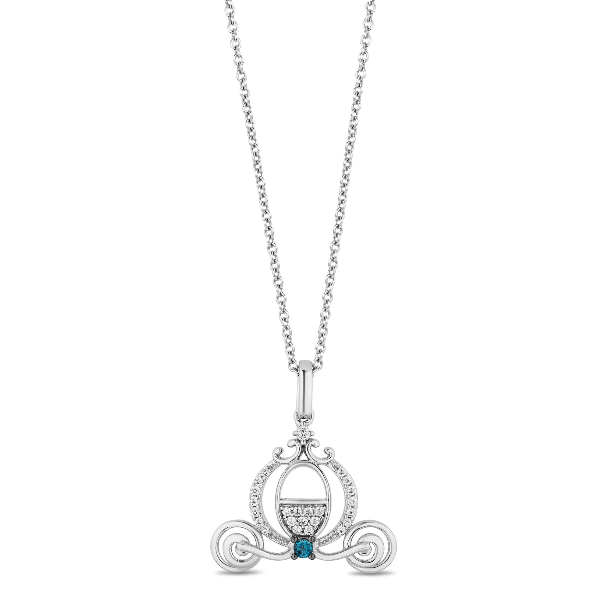 Necklaces & Pendants^Enchanted Disney Cinderella Diamond And London Blue Topaz Carriage Pendant In Sterling Silver (1/10 Ct. Tw.)