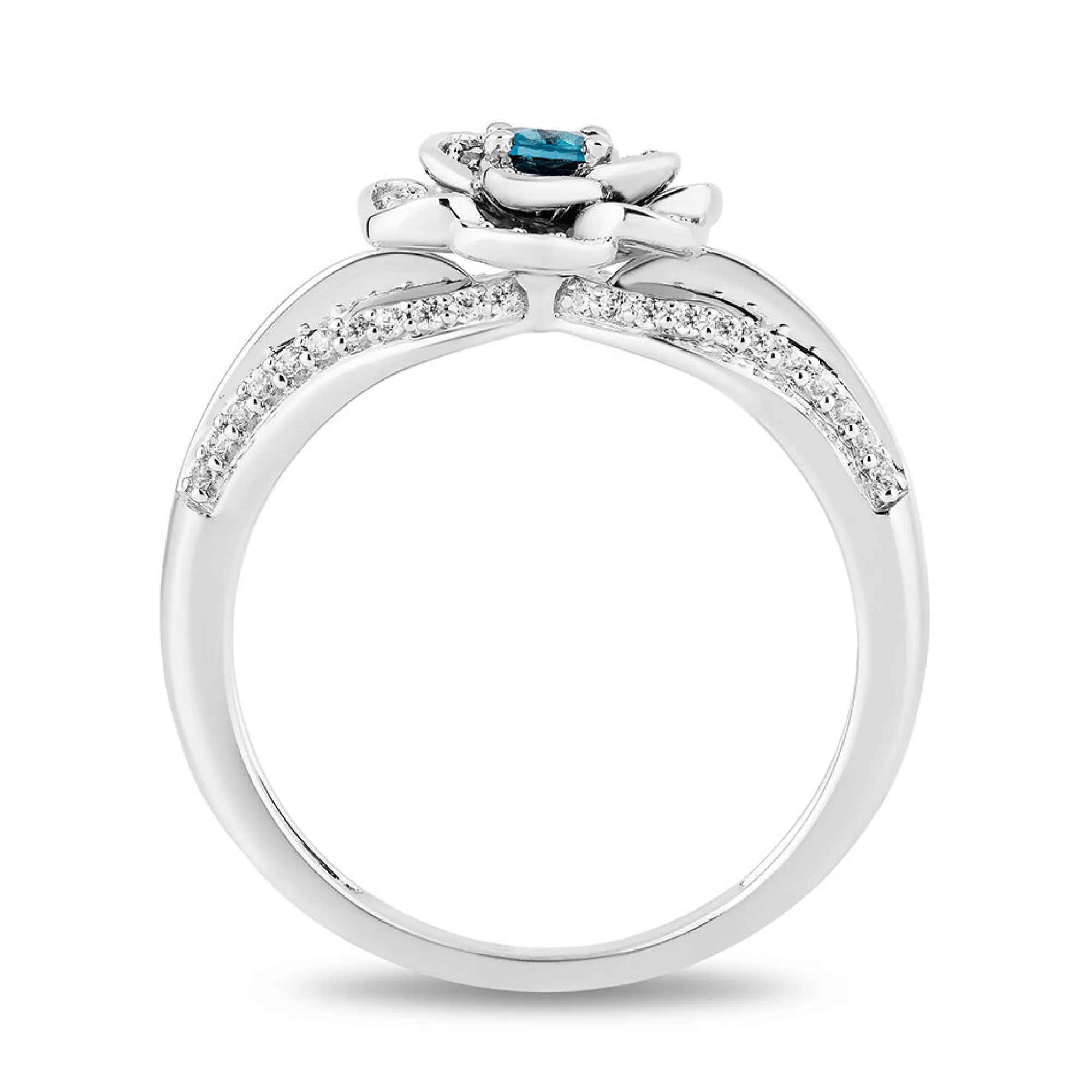 Rings^Enchanted Disney Cinderella Flower Ring With Diamond And London Blue Topaz In Sterling Silver (1/5 T. Tw.)
