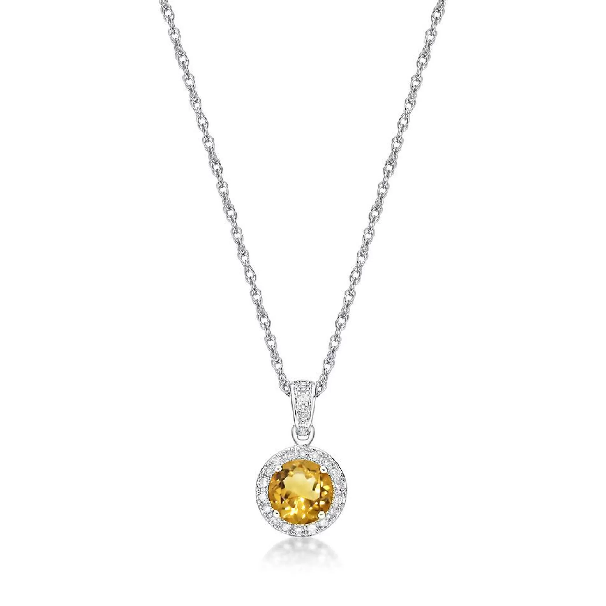 Necklaces & Pendants^* Citrine & 1/10 Ct. Tw. Diamond Pendant In Sterling Silver