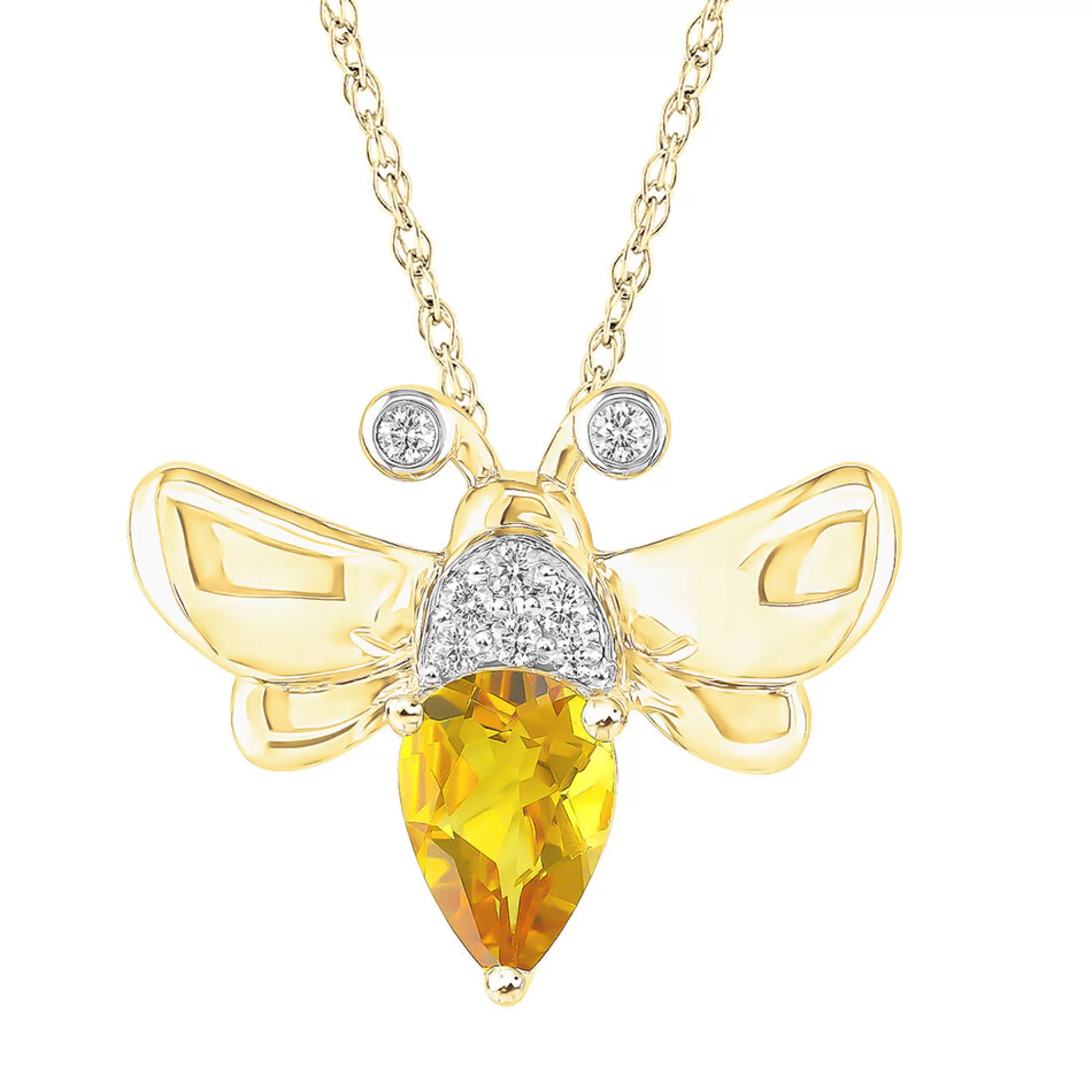 Necklaces & Pendants^* Citrine & Diamond Accent Bee Pendant In 10K Yellow Gold