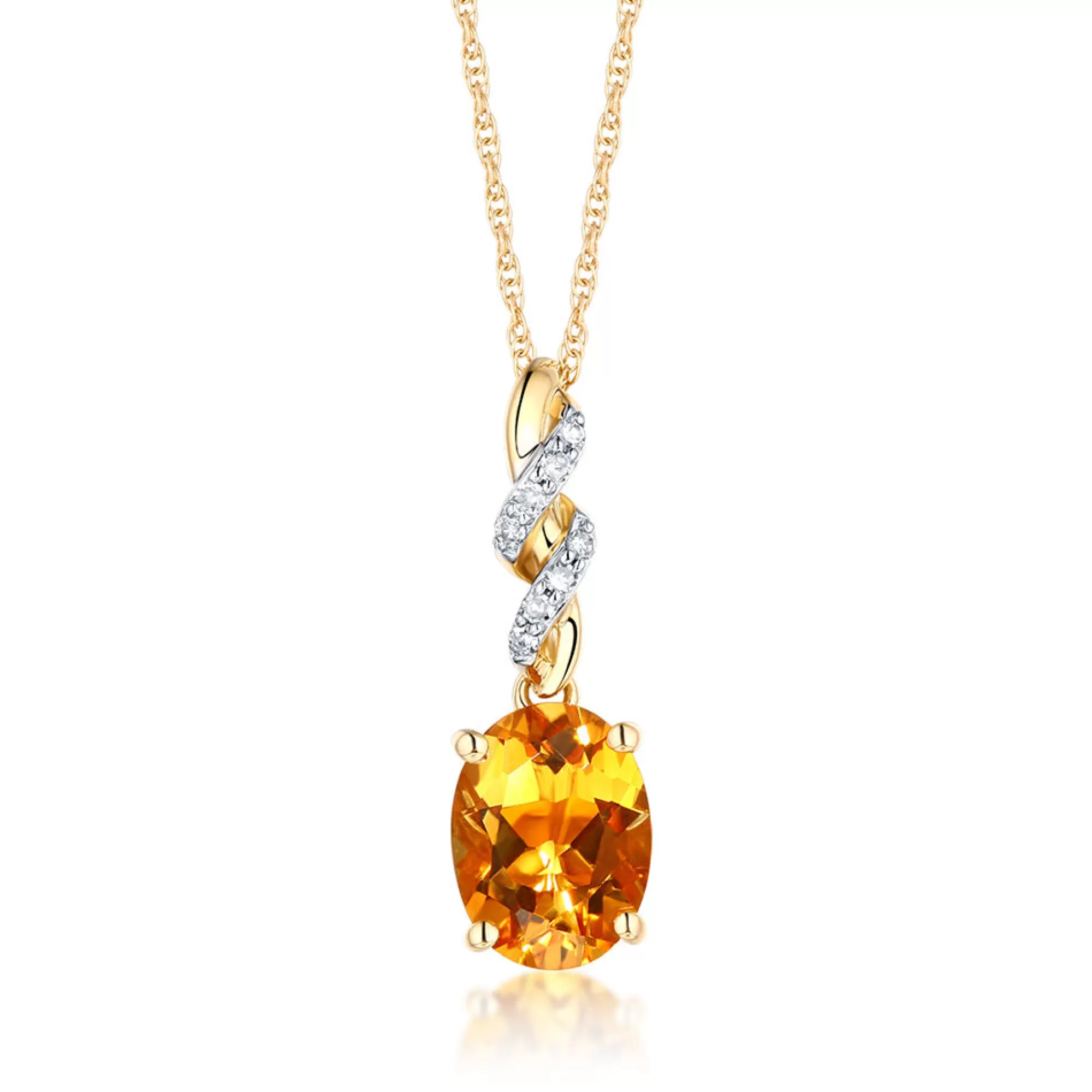 Necklaces & Pendants^* Citrine & Diamond Pendant In 10K Yellow Gold