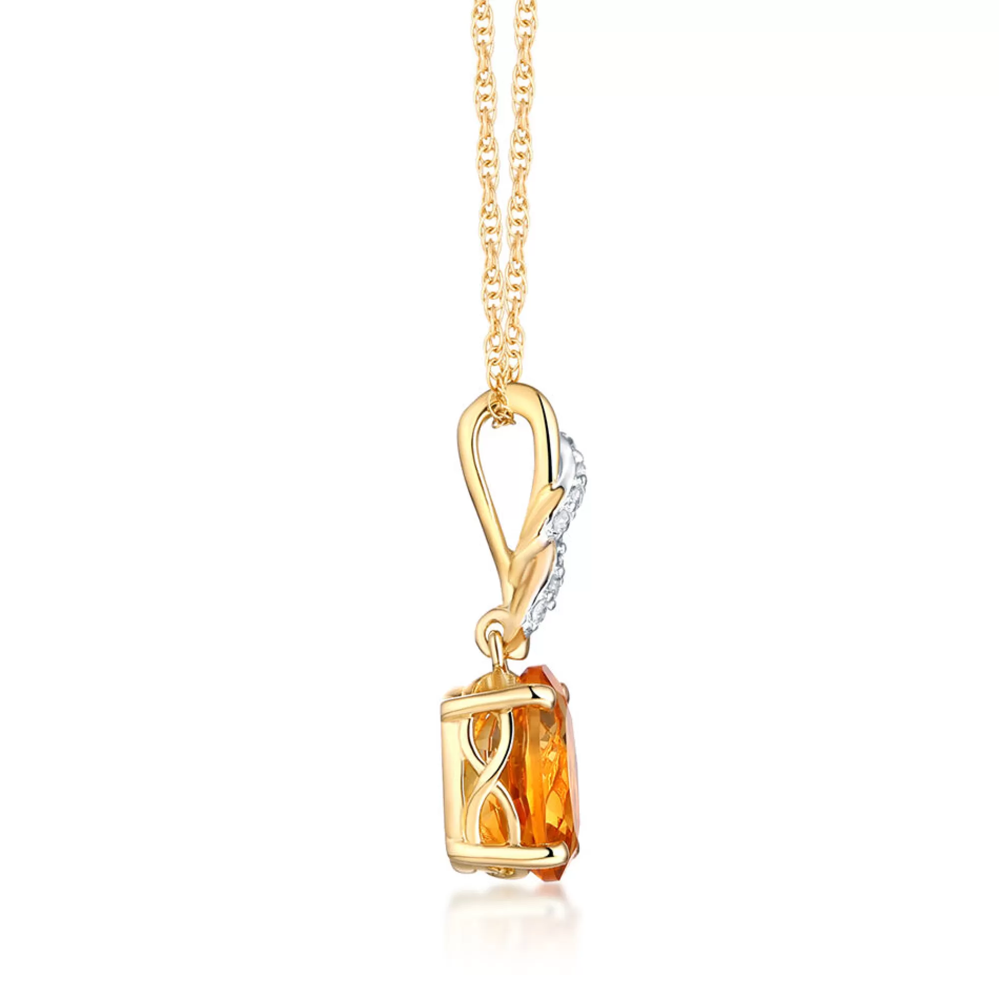 Necklaces & Pendants^* Citrine & Diamond Pendant In 10K Yellow Gold