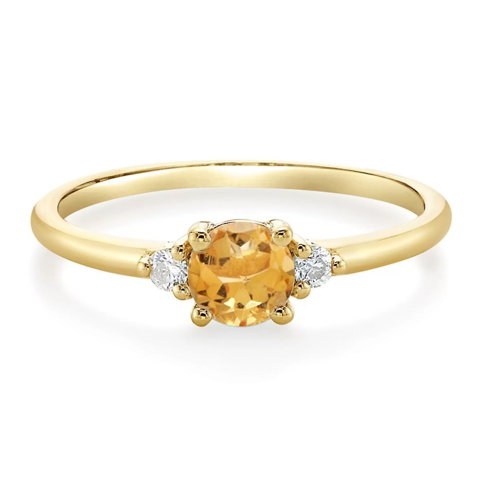 Rings^* Citrine & Diamond Ring In 10K Yellow Gold