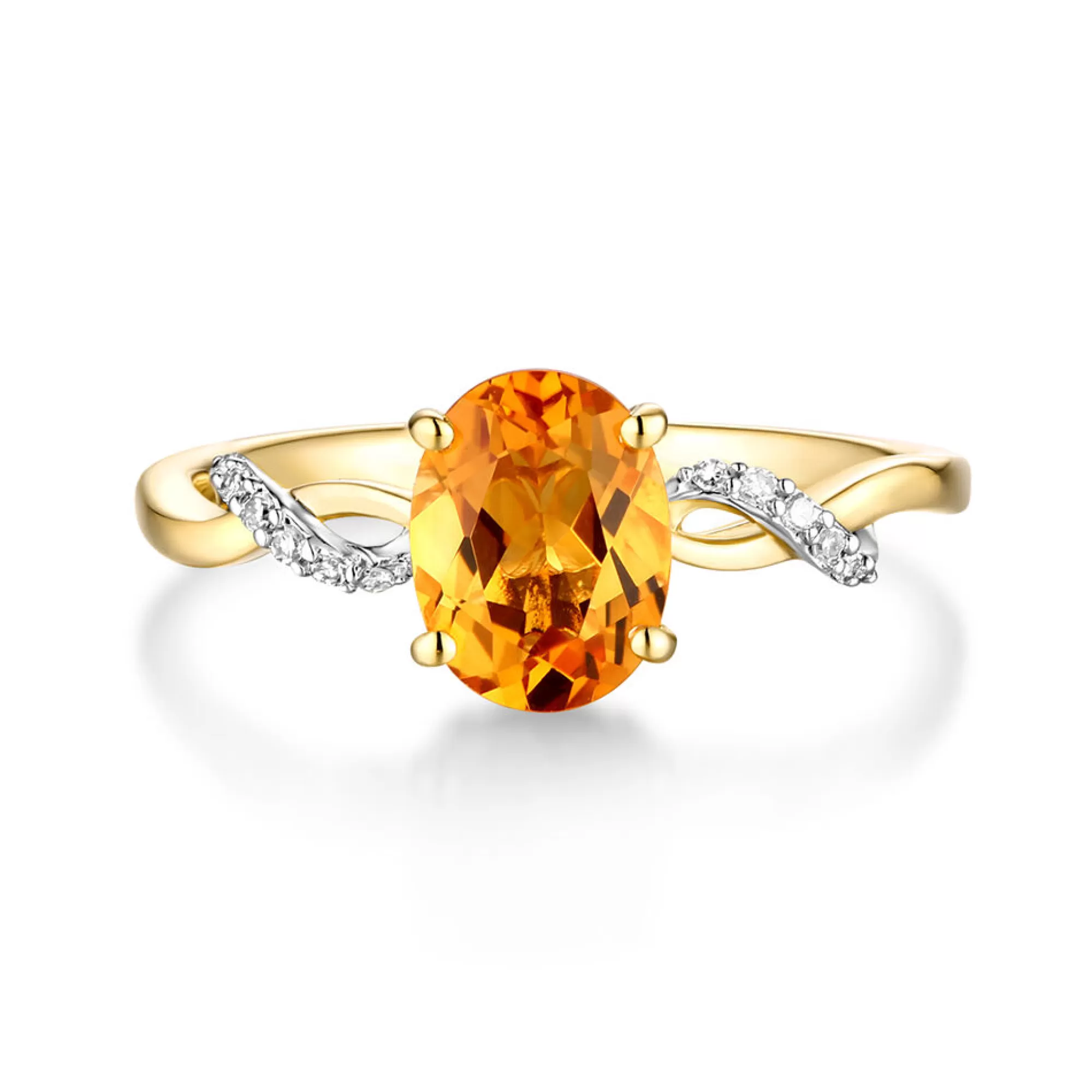 Rings^* Citrine & Diamond Ring In 10K Yellow Gold